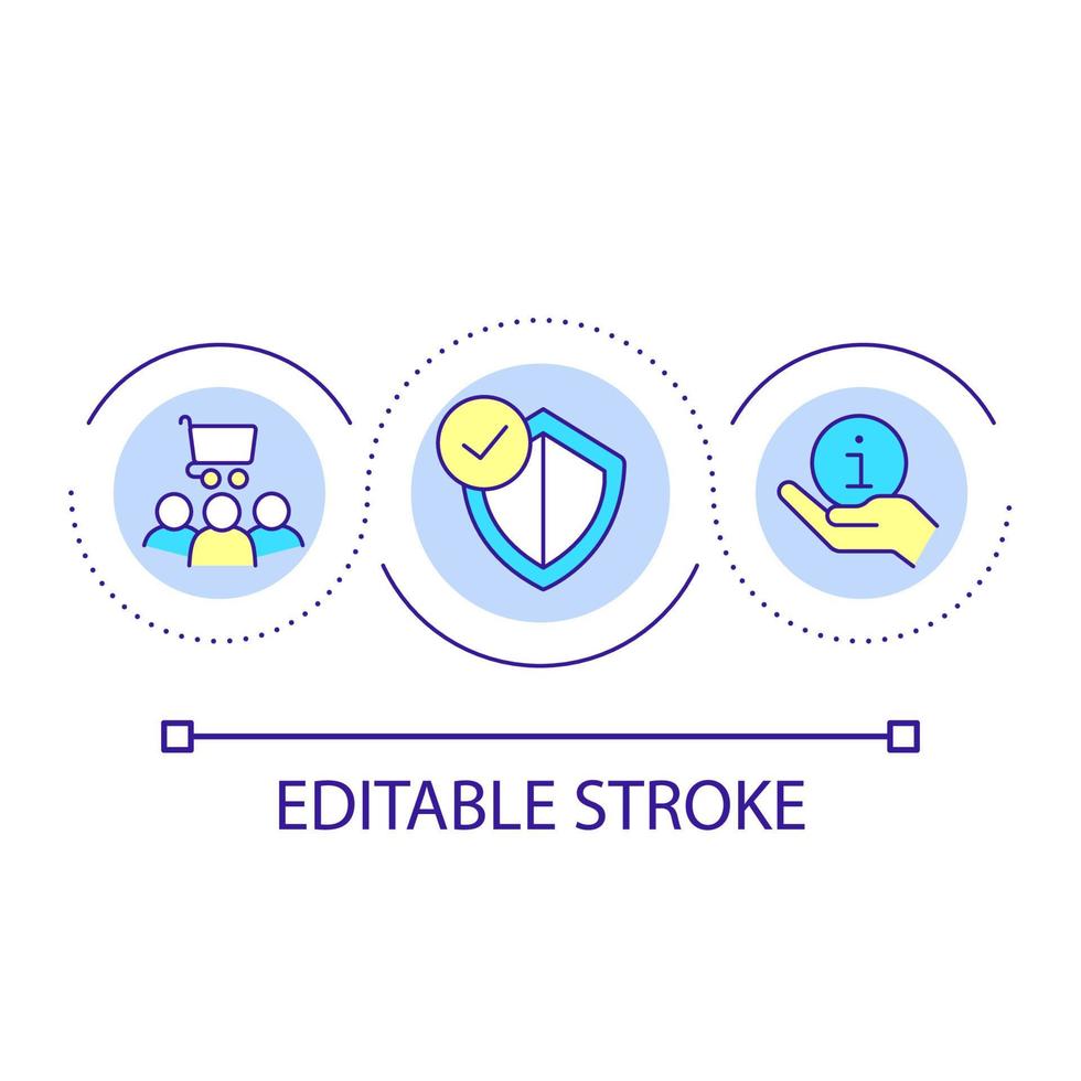 Protecting consumer rights loop concept icon. Safeguarding buyers. Customers protection abstract idea thin line illustration. Isolated outline drawing. Editable stroke. vector