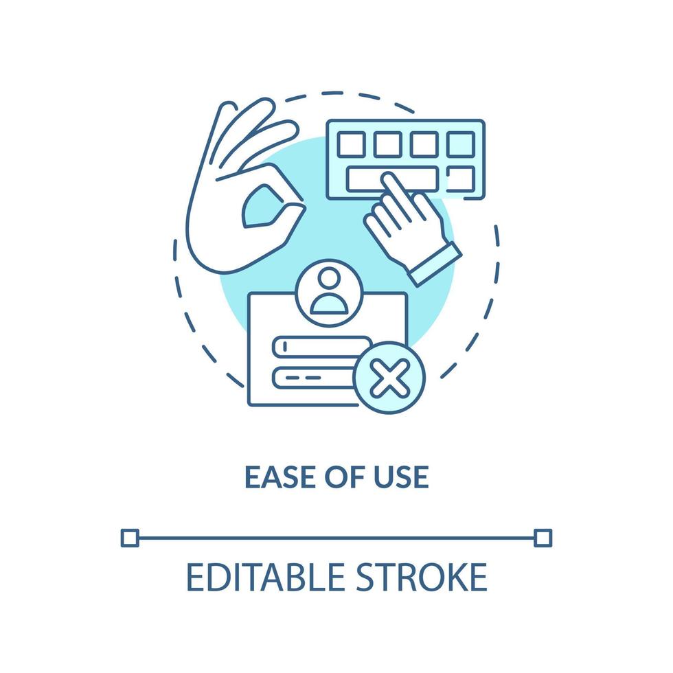 Ease of use turquoise concept icon. Feature of commenting platform abstract idea thin line illustration. User experience. Isolated outline drawing. Editable stroke. vector