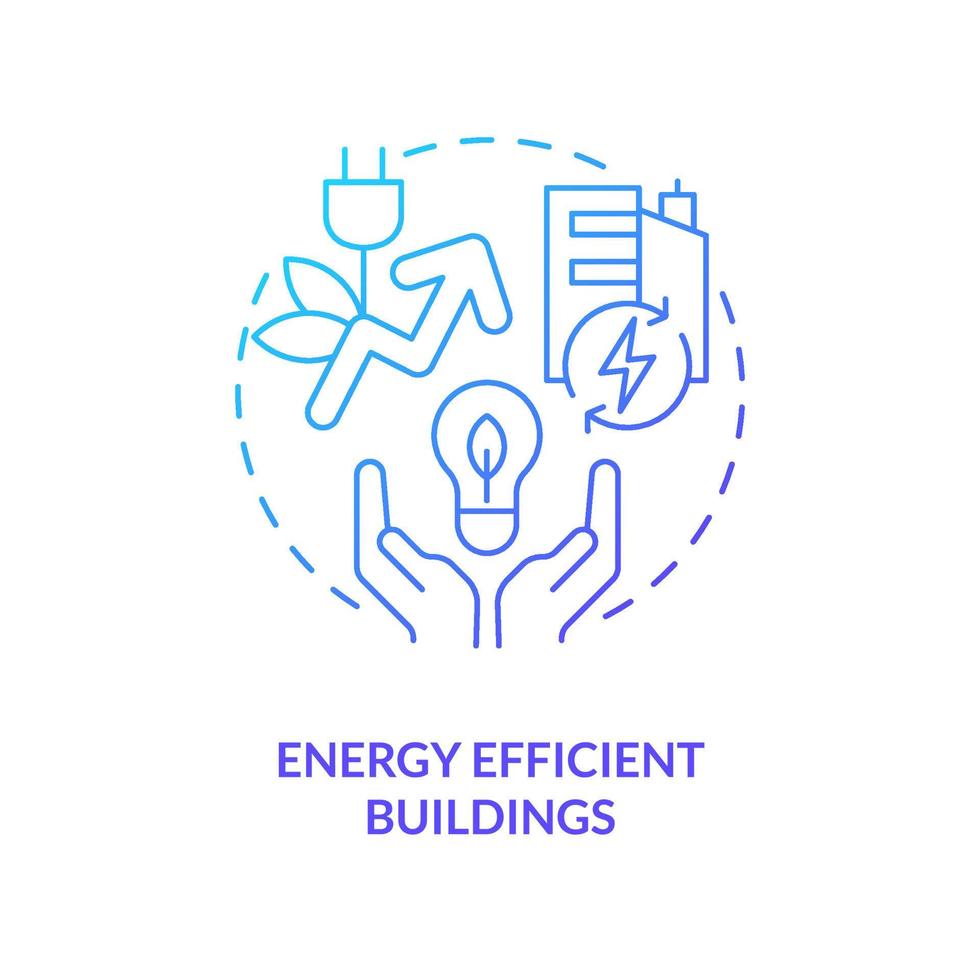 Energy efficient buildings blue gradient concept icon. Innovative upgrade. Energy efficiency abstract idea thin line illustration. Isolated outline drawing. vector