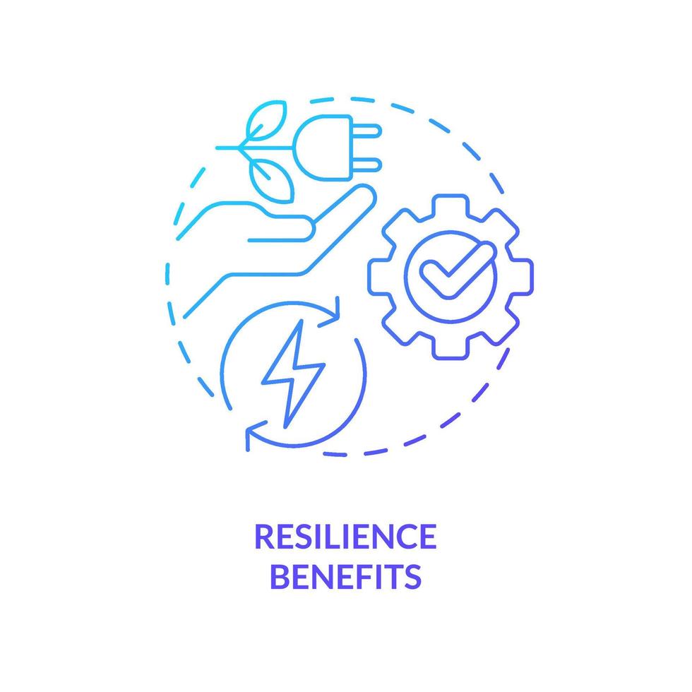 Resilience benefits blue gradient concept icon. Electric grid load