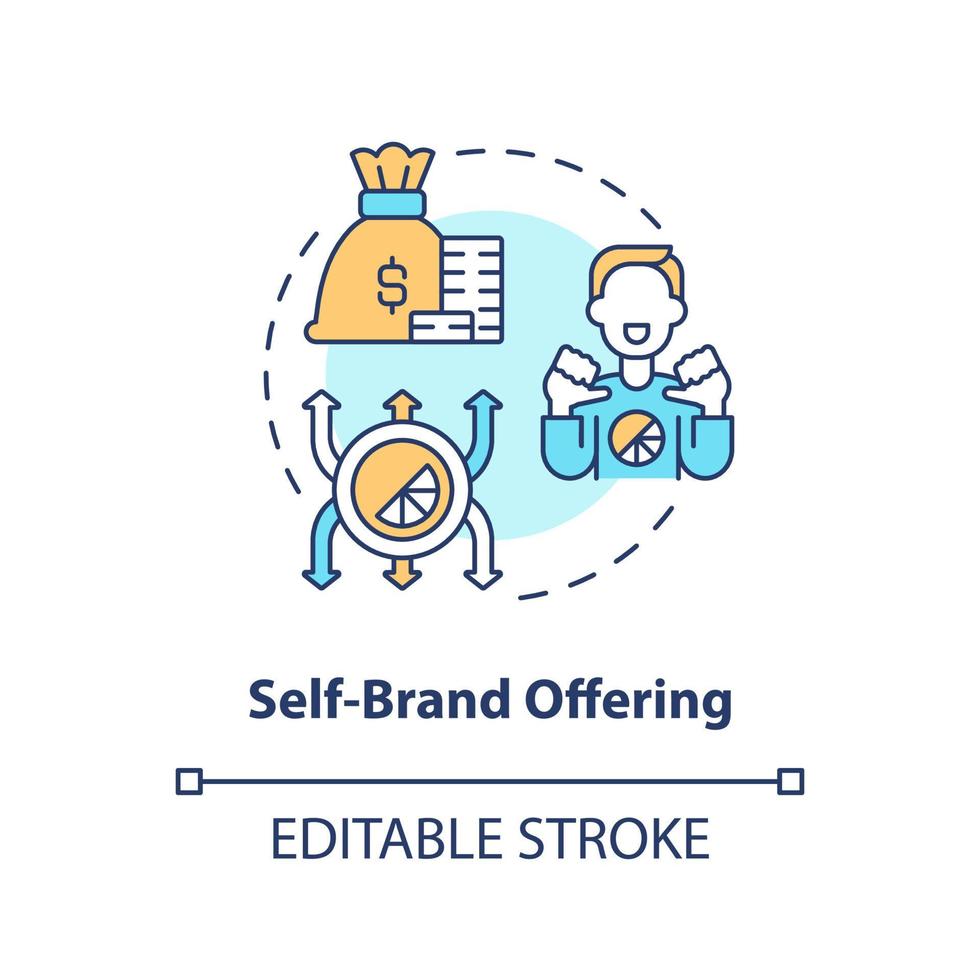 Self brand offering concept icon. Launch sustainable startup. Creator business model abstract idea thin line illustration. Isolated outline drawing. Editable stroke. vector