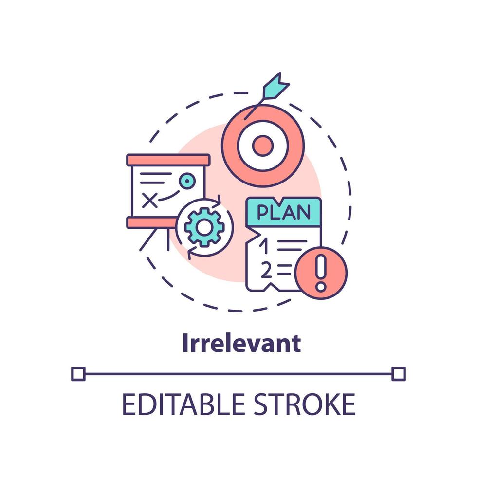 Irrelevant concept icon. Mistake decisions. Disadvantage of business planning abstract idea thin line illustration. Isolated outline drawing. Editable stroke. vector
