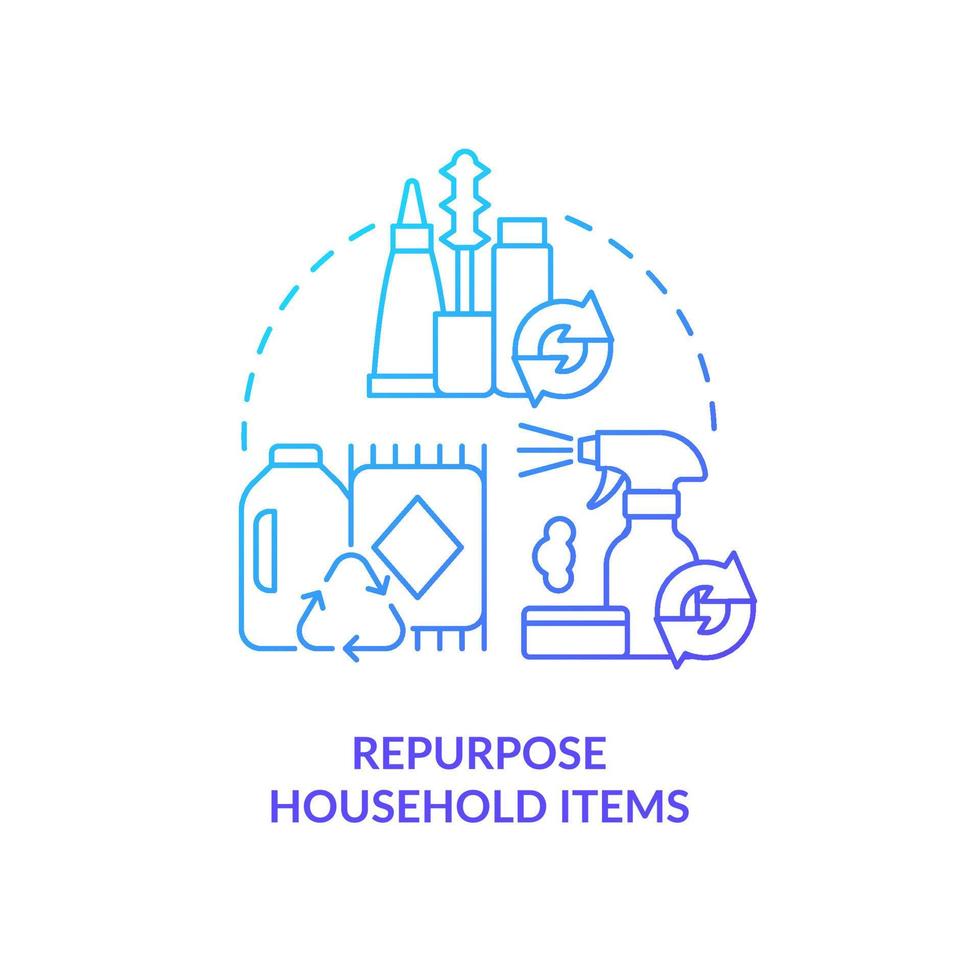 Repurpose household items blue gradient concept icon. Transitioning into zero-waste lifestyle abstract idea thin line illustration. Reuse. Isolated outline drawing. vector