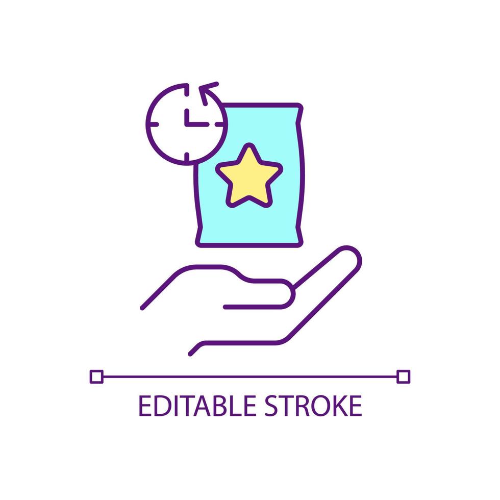 Waiting for new product RGB color icon. Brand promotional strategy. Early access to new goods. Isolated vector illustration. Simple filled line drawing. Editable stroke.