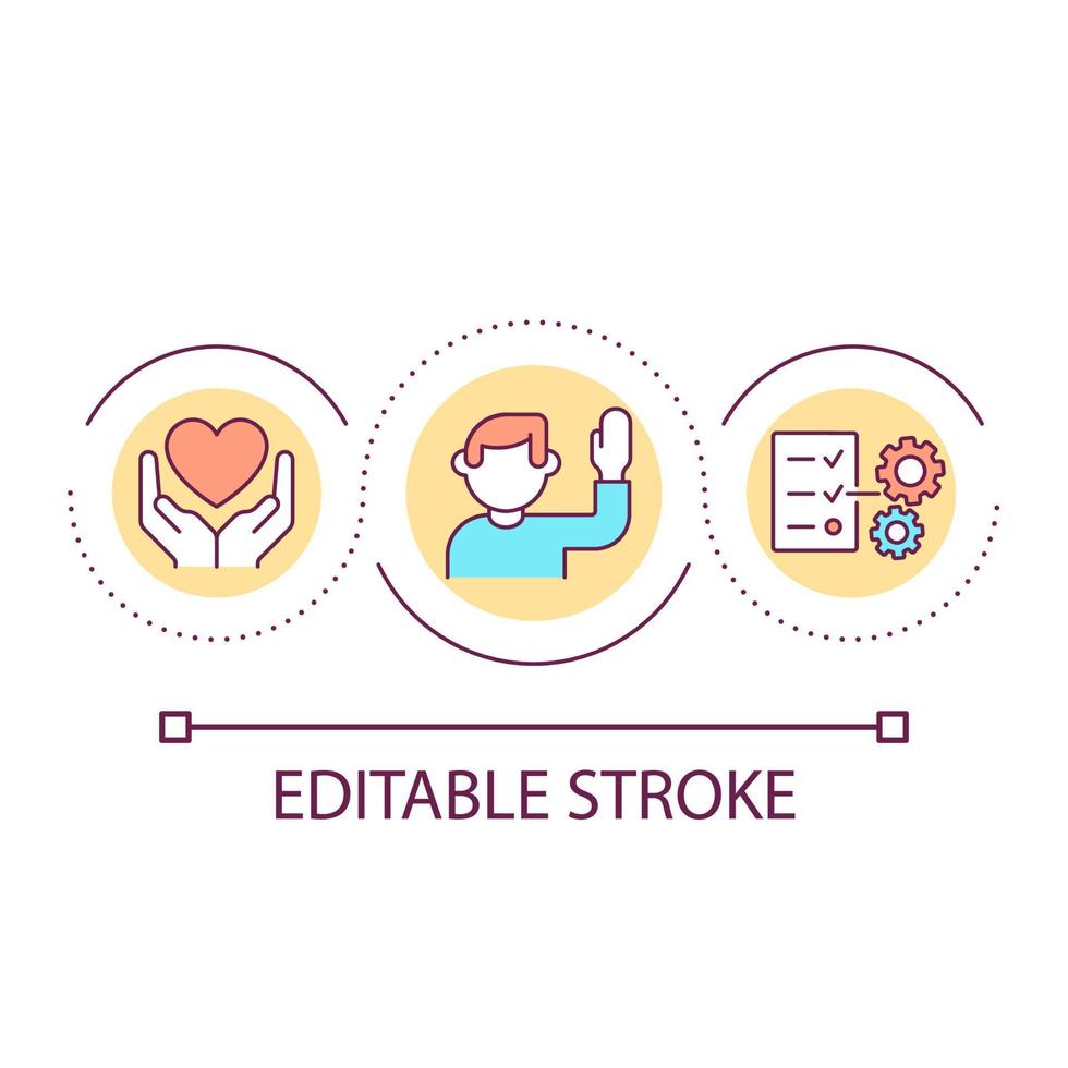 Individual responsibility loop concept icon. Creating specific personal goals abstract idea thin line illustration. Empathetic person. Isolated outline drawing. Editable stroke. vector