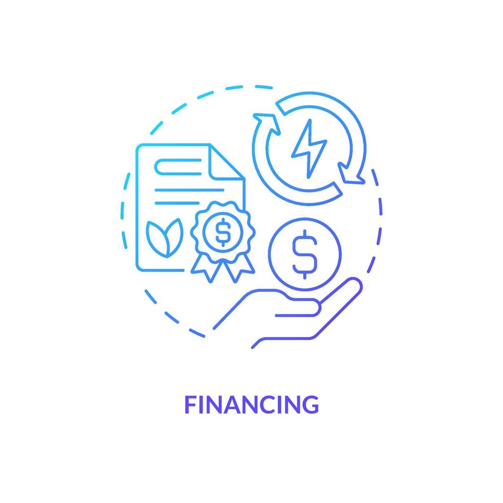 Financing blue gradient concept icon. Attract private investment. Power conservation. Energy efficiency abstract idea thin line illustration. Isolated outline drawing. vector