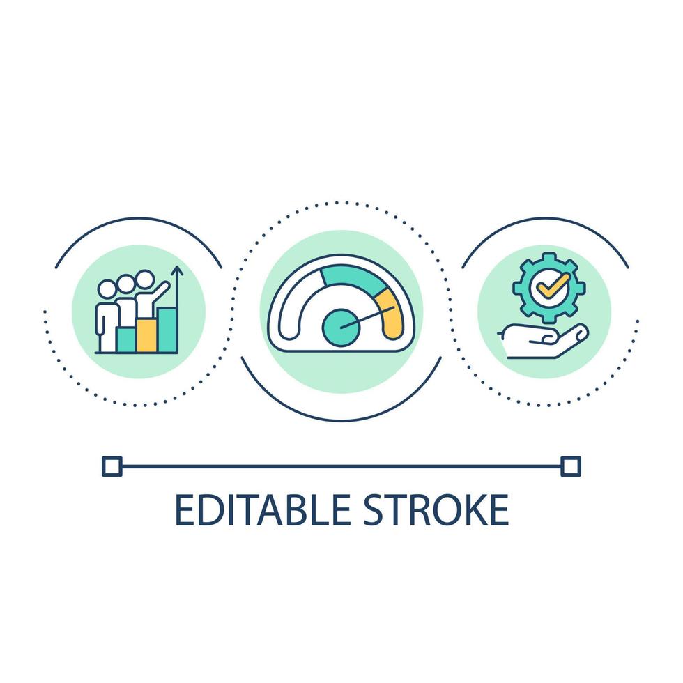 Operating performance of company loop concept icon. Resource use management abstract idea thin line illustration. Monitoring workforce. Isolated outline drawing. Editable stroke. vector