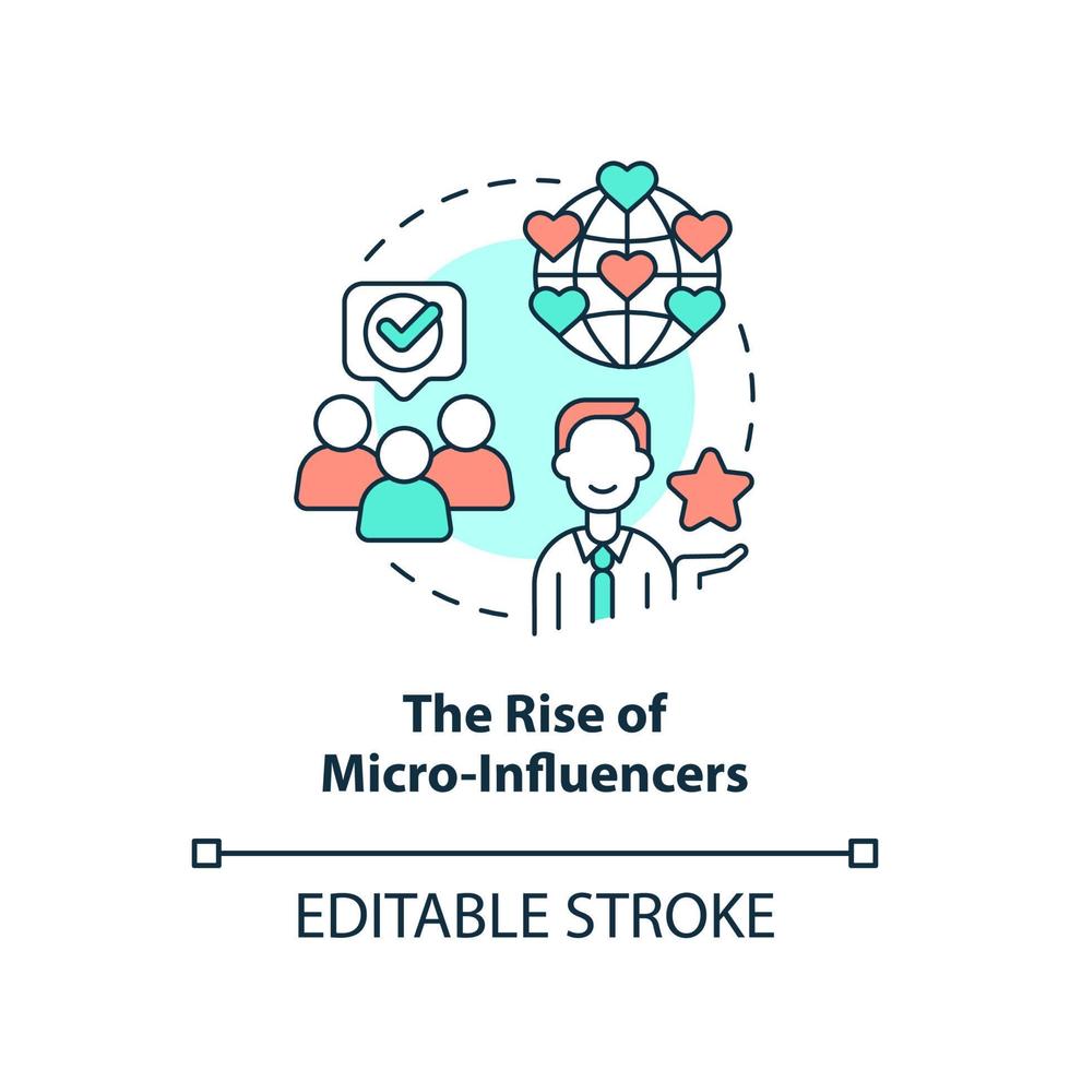 Rise of micro influencers concept icon. Social media content. Creator economy trend abstract idea thin line illustration. Isolated outline drawing. Editable stroke. vector