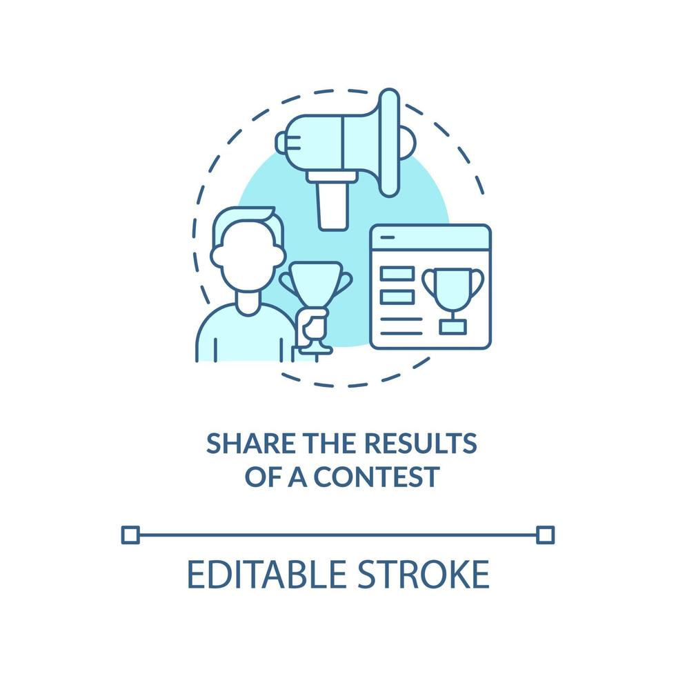 Share results of contest turquoise concept icon. Technique for embedded media use abstract idea thin line illustration. Isolated outline drawing. Editable stroke. vector