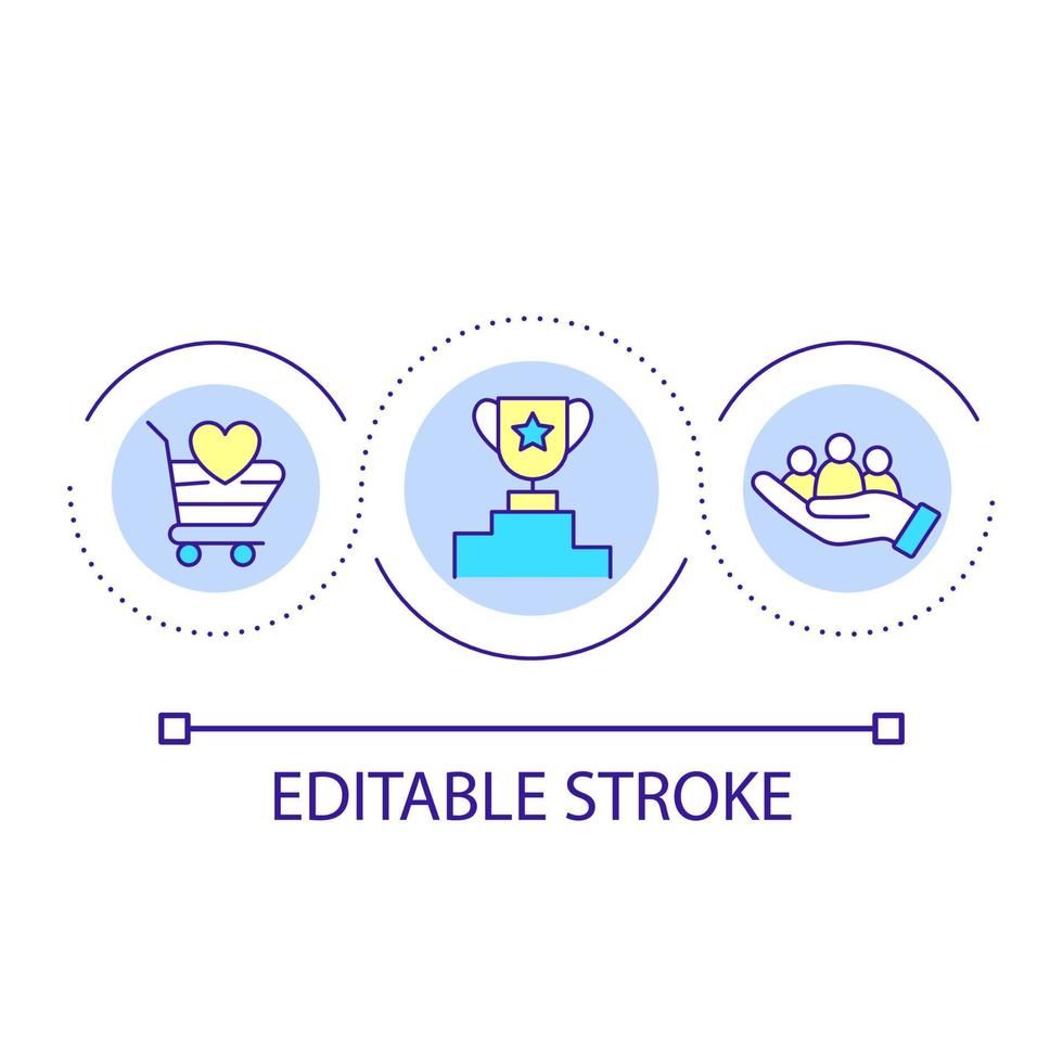 Successful commerce loop concept icon. Customer retention abstract idea thin line illustration. Marketing initiative. Build customer loyalty. Isolated outline drawing. Editable stroke. vector