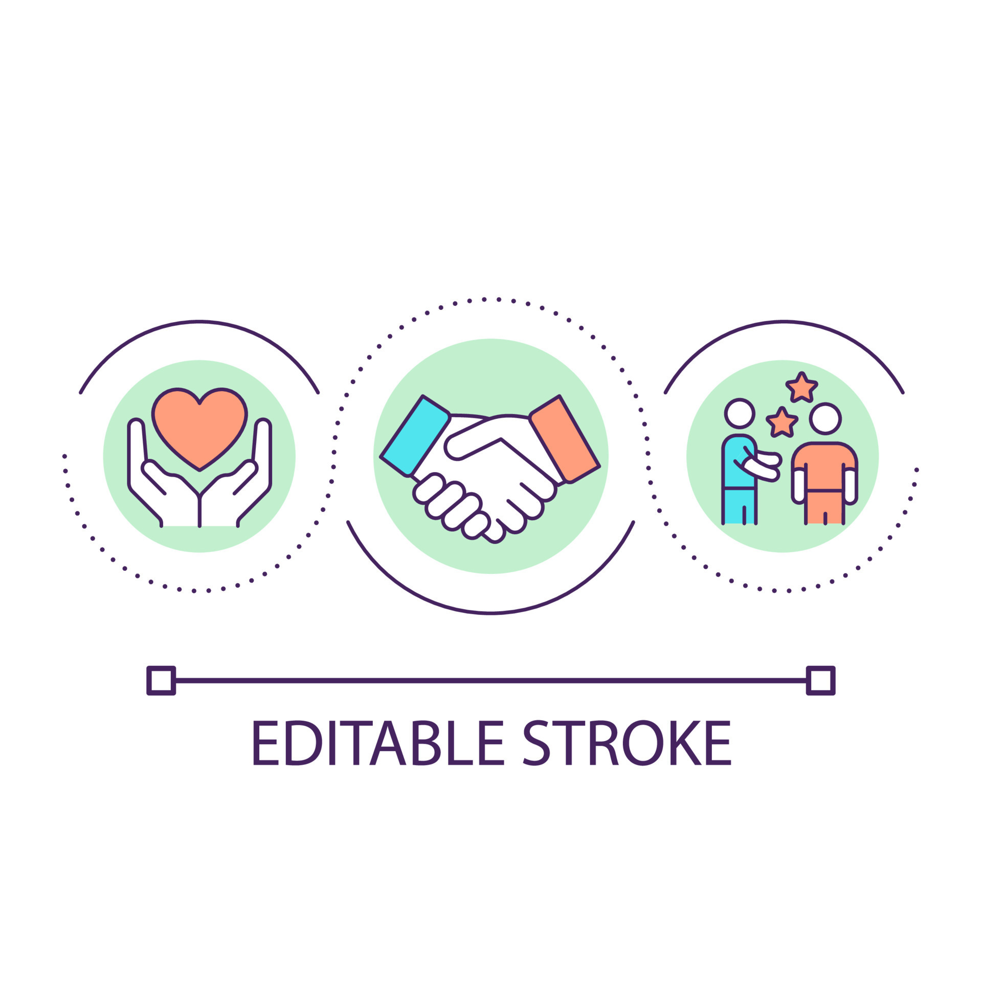 Showing empathy and respect loop concept icon. Demonstrating compassion