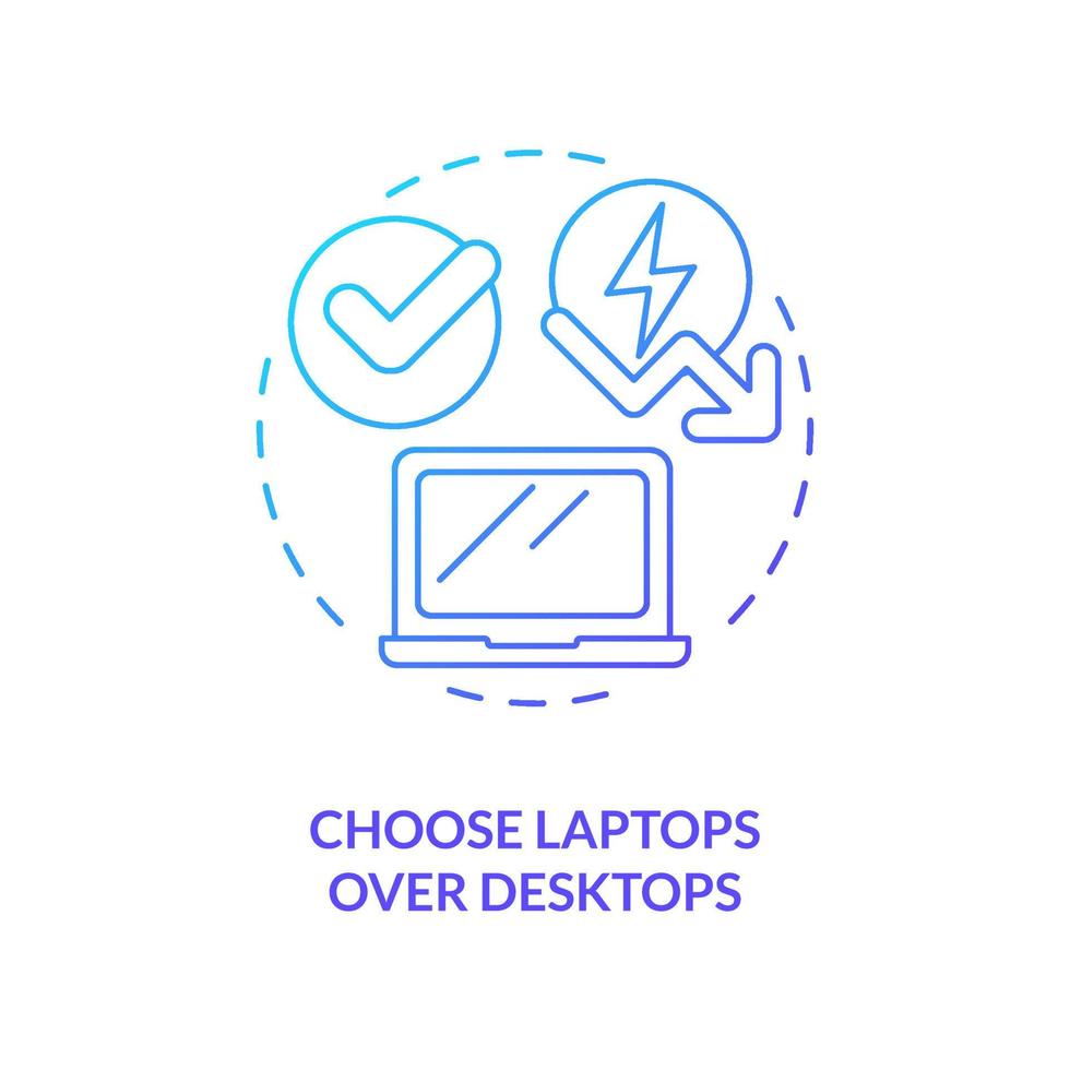 Choose laptops over desktops blue gradient concept icon. Screen size. Energy efficiency at work abstract idea thin line illustration. Isolated outline drawing. vector