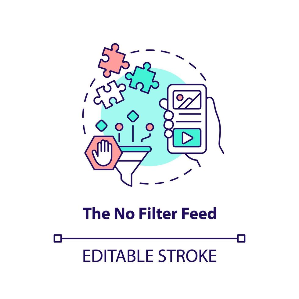 No filter feed concept icon. Rise of authenticity. Social media trend abstract idea thin line illustration. Isolated outline drawing. Editable stroke. vector