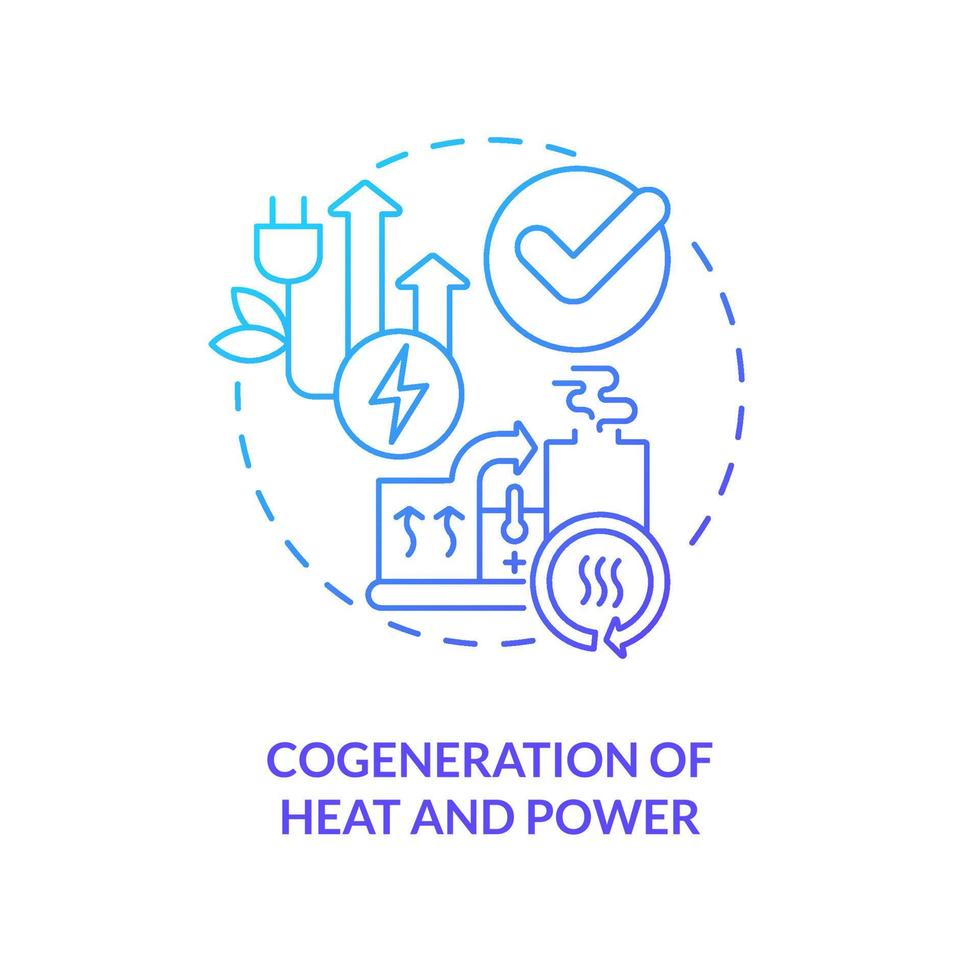 Cogeneration of heat and power blue gradient concept icon. Combined engine. Energy efficiency abstract idea thin line illustration. Isolated outline drawing. vector