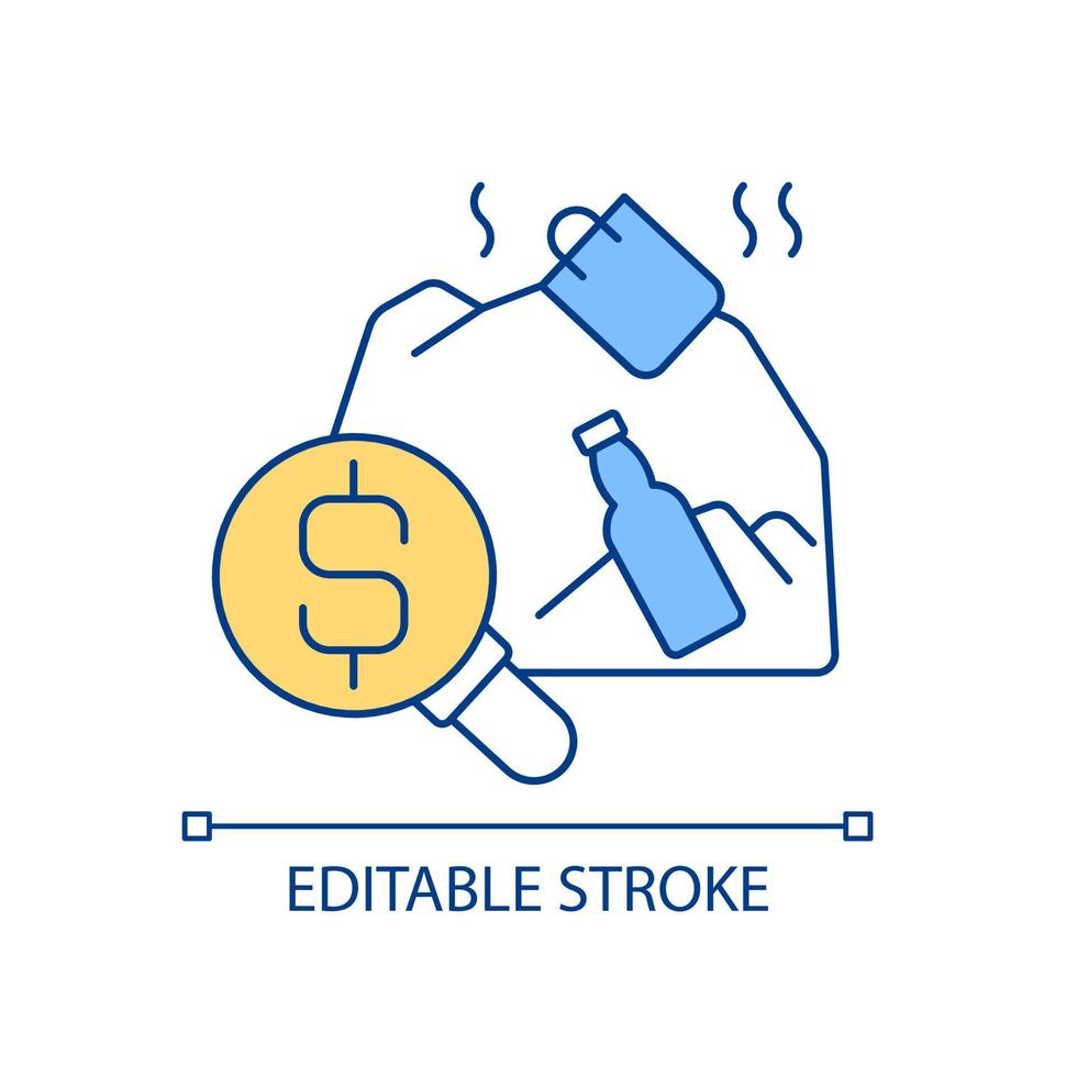 Recycling revenue RGB color icon. Waste processing. Collection and disposal business. Garbage industry. Isolated vector illustration. Simple filled line drawing. Editable stroke.
