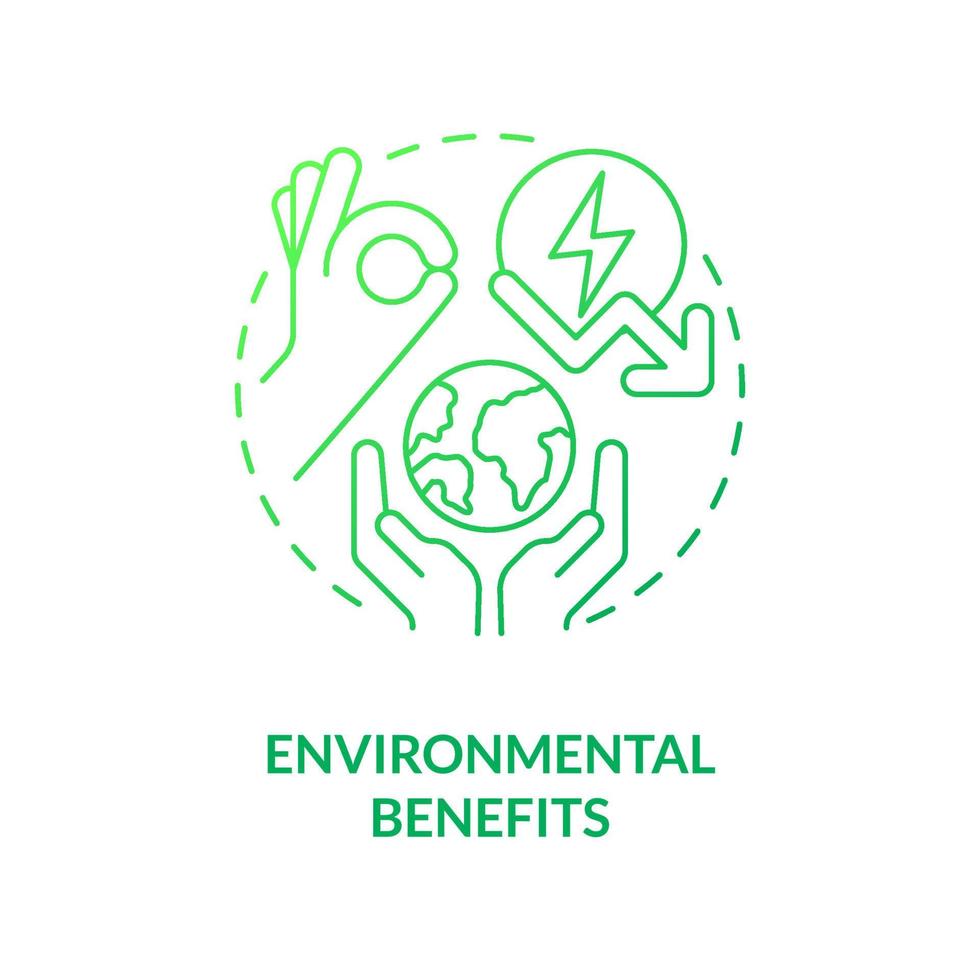 Environmental benefits green gradient concept icon. Reduce air emissions. Energy efficiency benefit abstract idea thin line illustration. Isolated outline drawing. vector