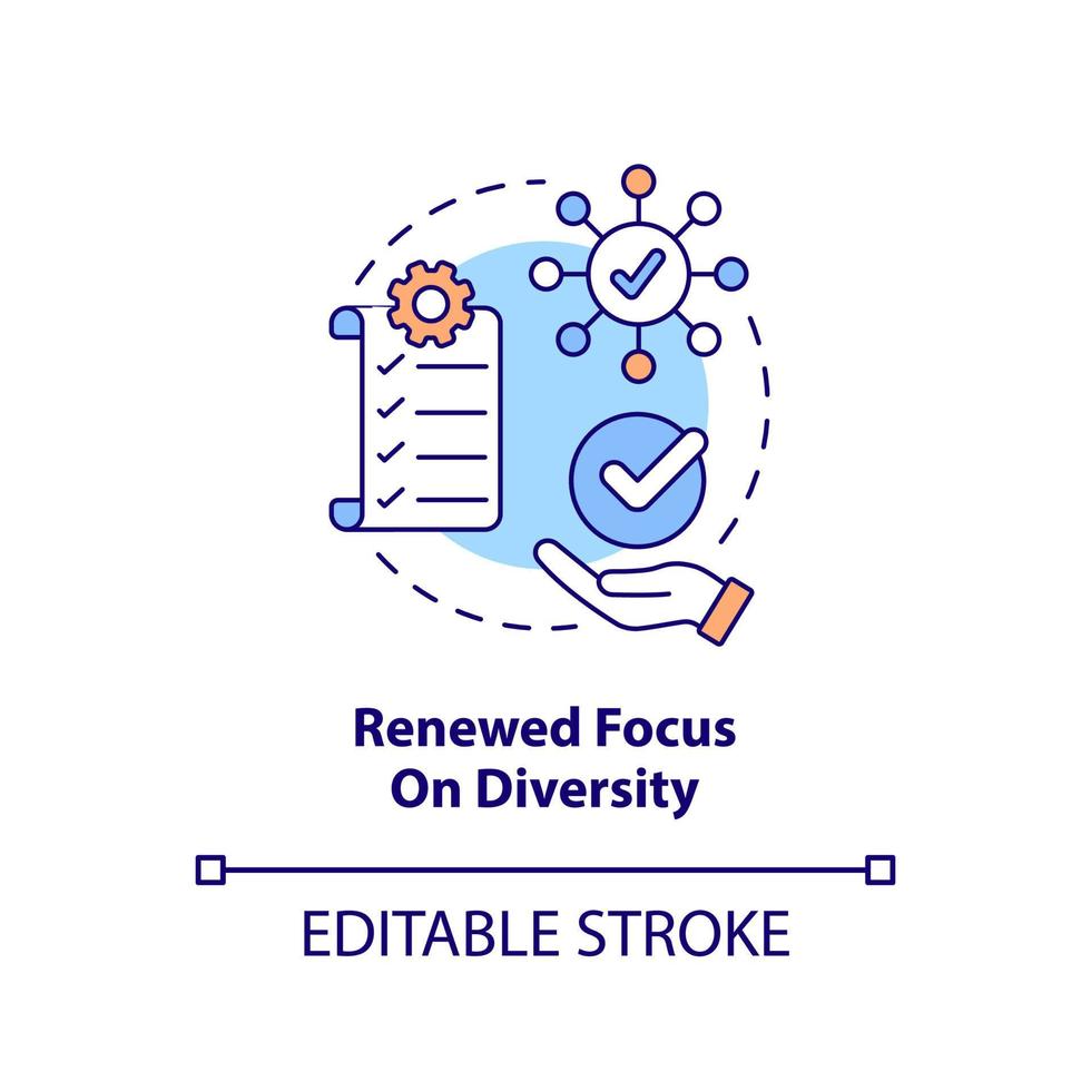 Renewed focus on diversity concept icon. Inclusion. Social media trend abstract idea thin line illustration. Isolated outline drawing. Editable stroke. vector