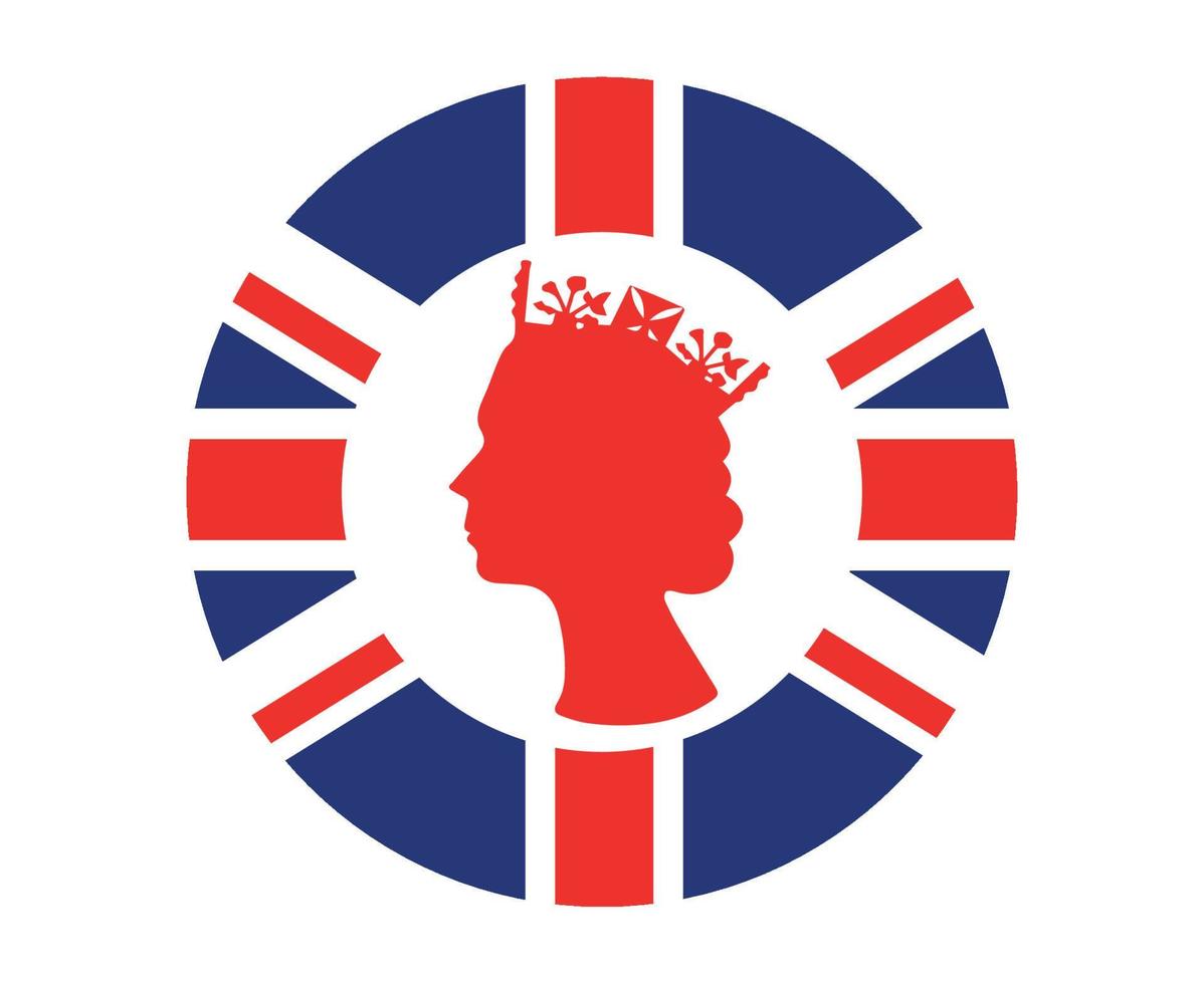 Elizabeth Queen Face White And Red With British United Kingdom Flag National Europe Emblem Icon Vector Illustration Abstract Design Element