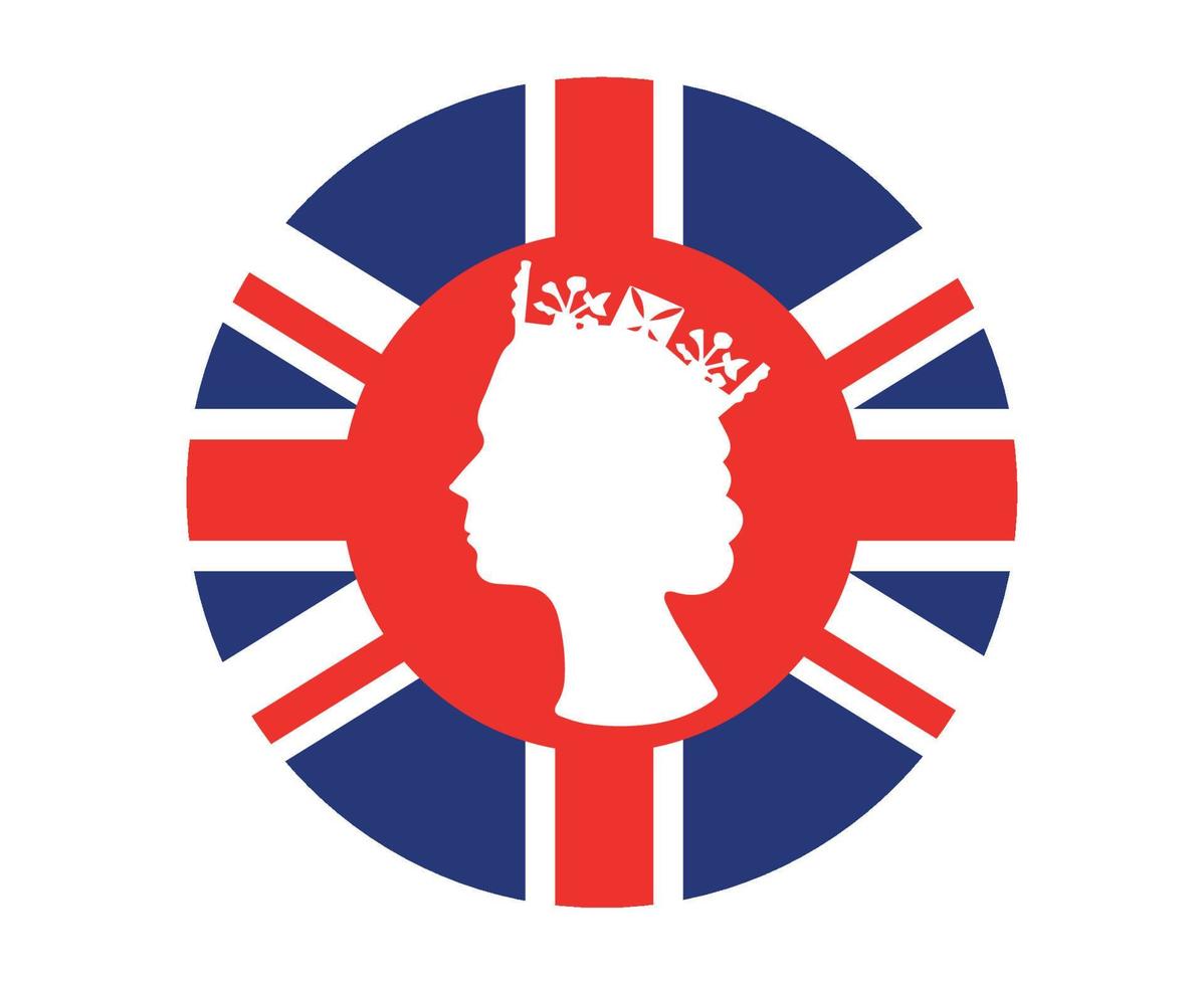 Elizabeth Queen Face Red And White With British United Kingdom Flag National Europe Emblem Icon Vector Illustration Abstract Design Element