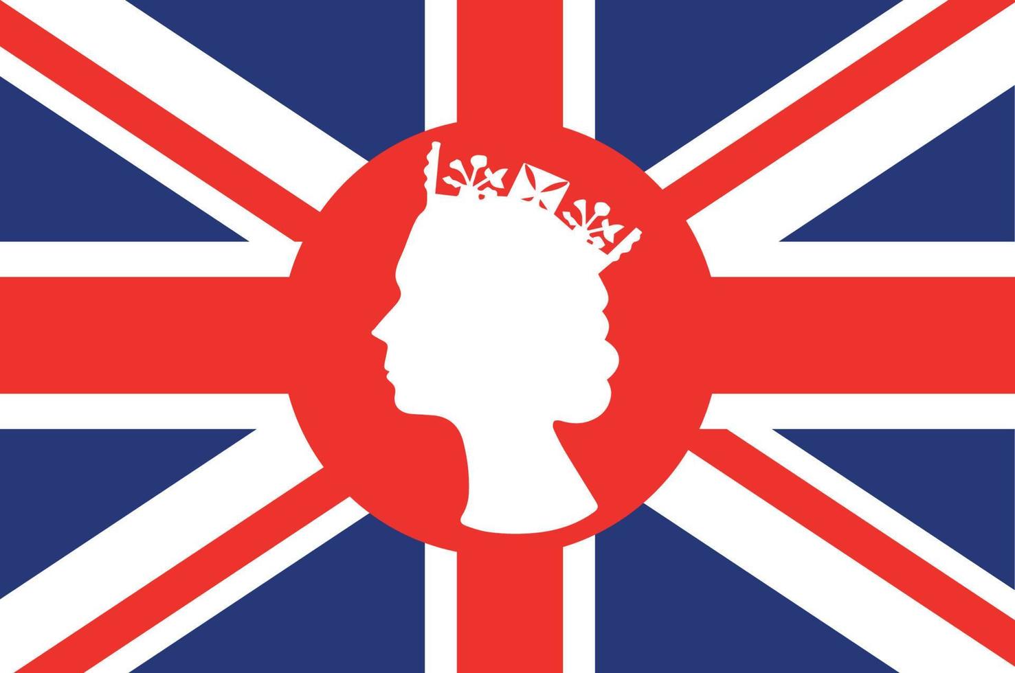 cara de reina isabel roja y blanca con bandera británica del reino unido emblema nacional de europa icono ilustración vectorial elemento de diseño abstracto vector