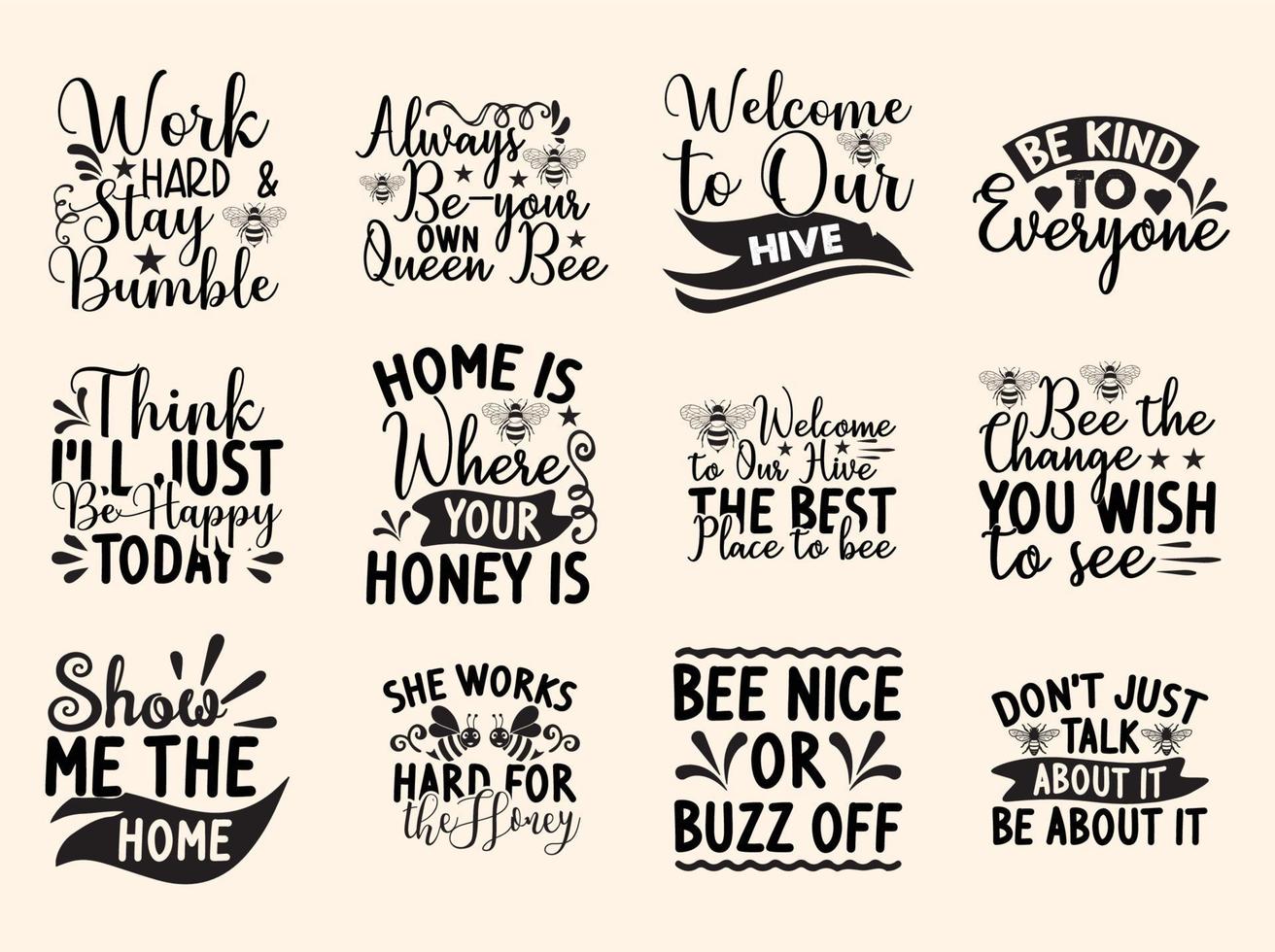 Bee t-shirt design bundle vector