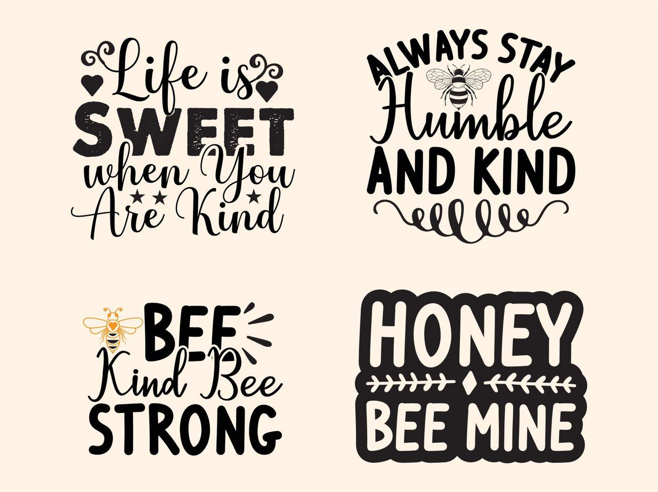 Bee t-shirt design bundle vector