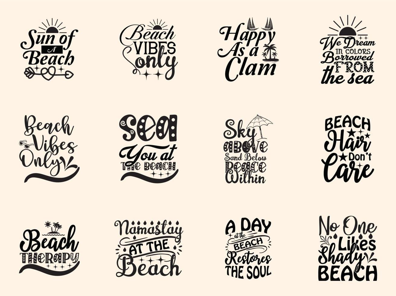 Beach t-shirt design bundle vector