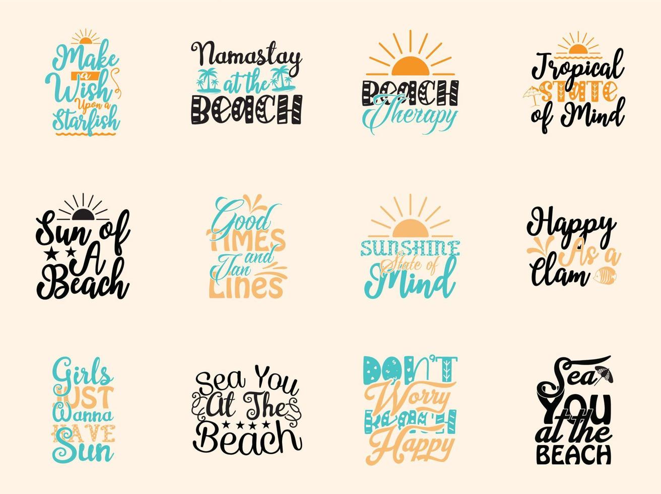 Beach t-shirt design bundle vector