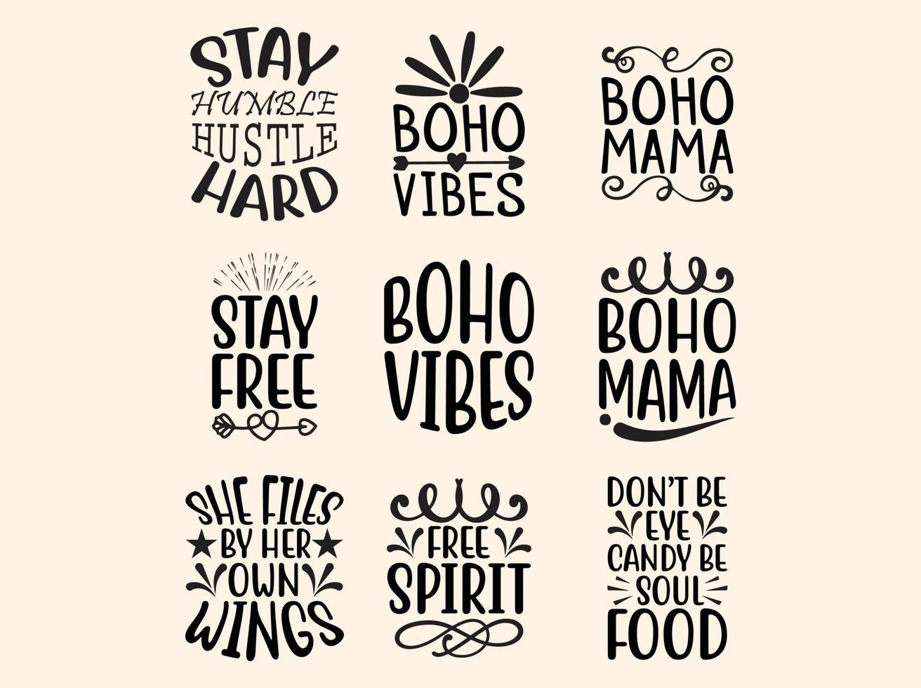 paquete de diseño de camiseta boho vector