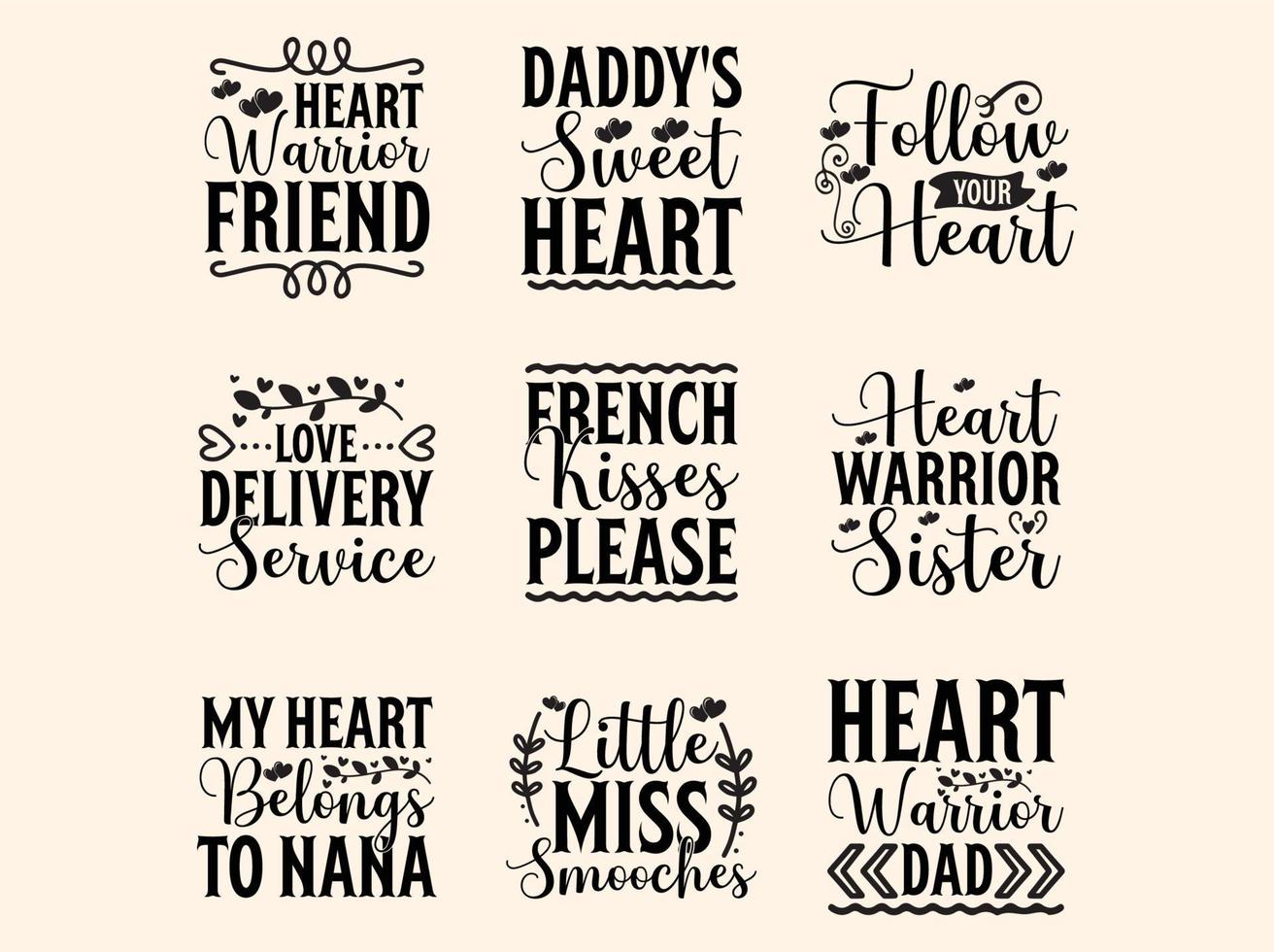Heart t-shirt design bundle vector