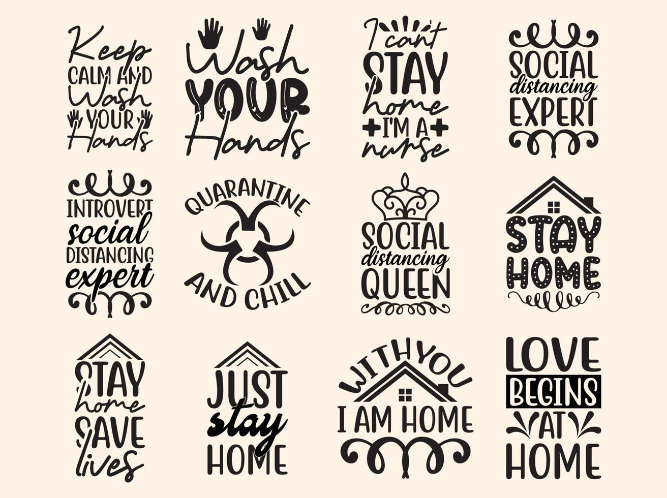 Stay home t-shirt design bundle vector