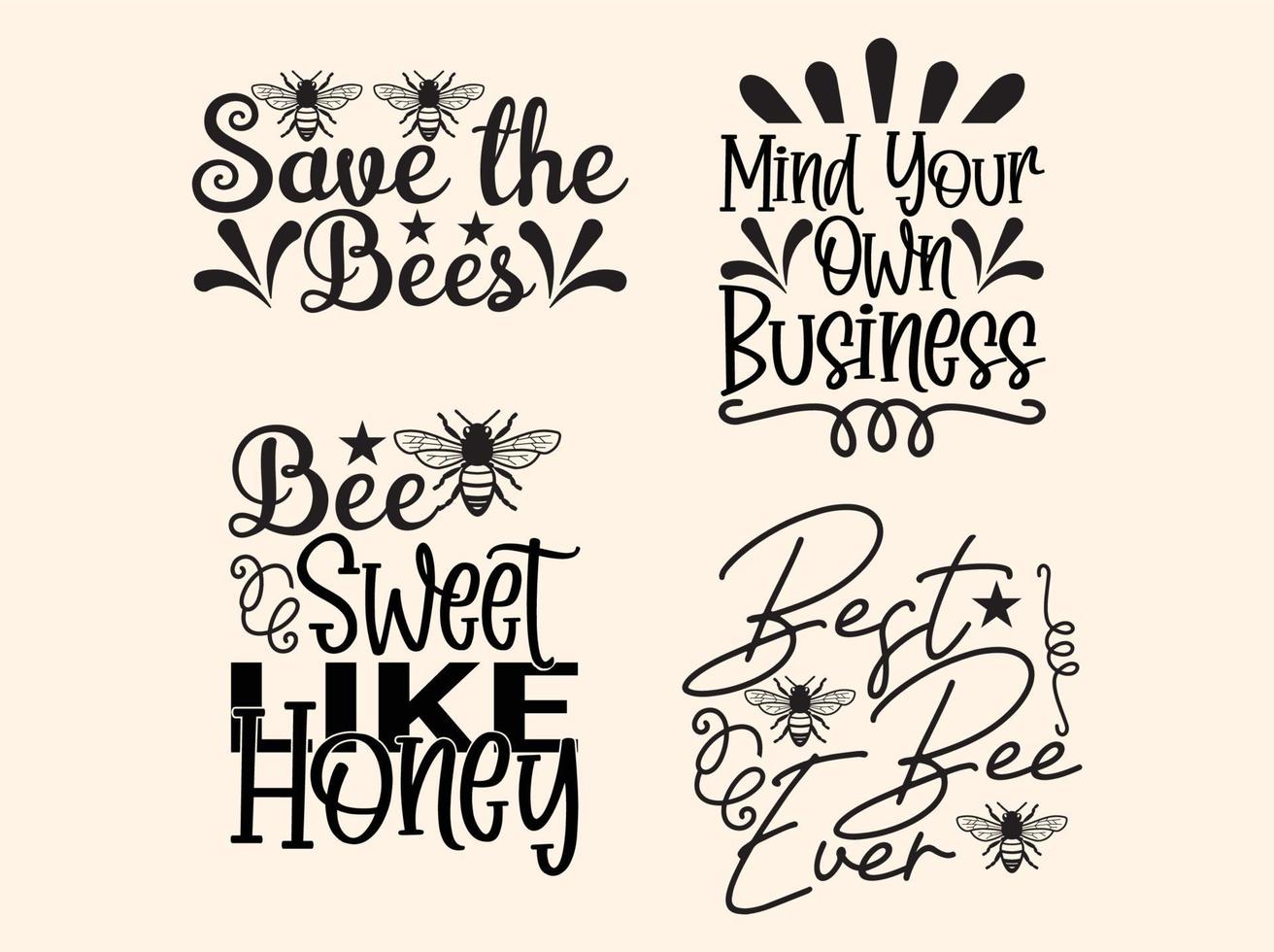 Bee t-shirt design bundle vector