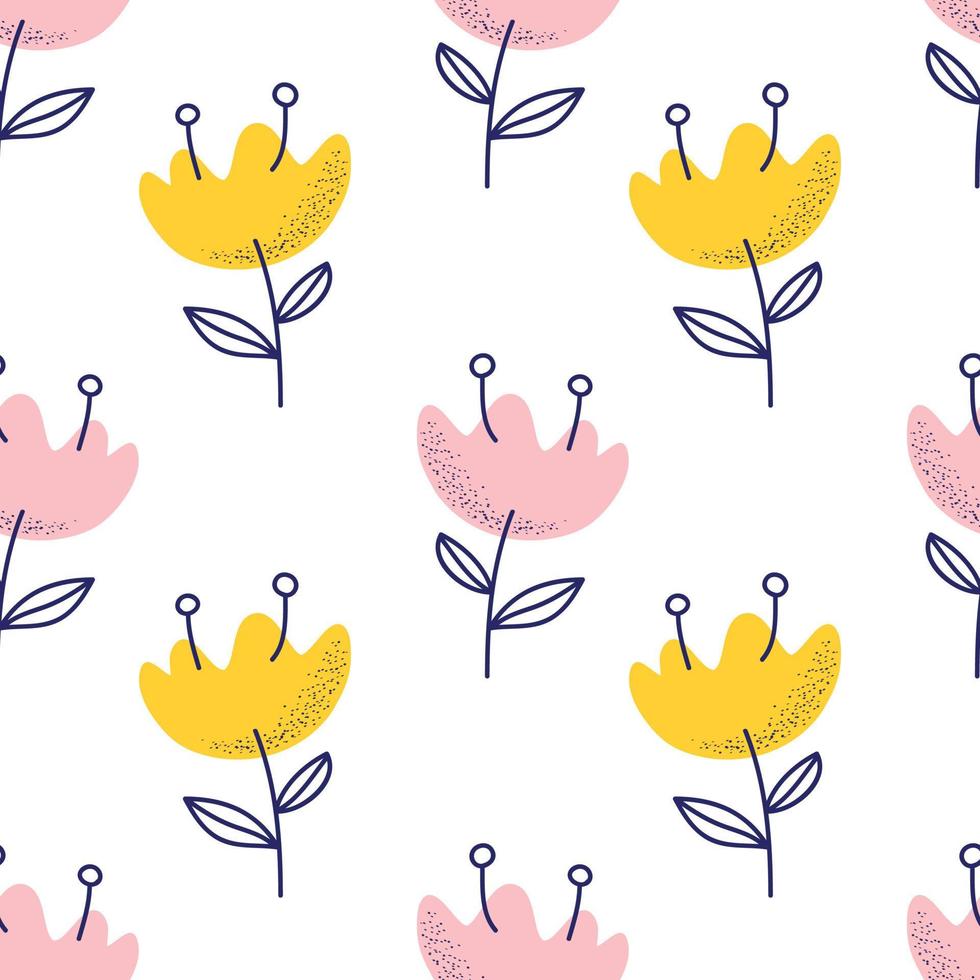 colorful and fun flower cute seamless pattern design vector