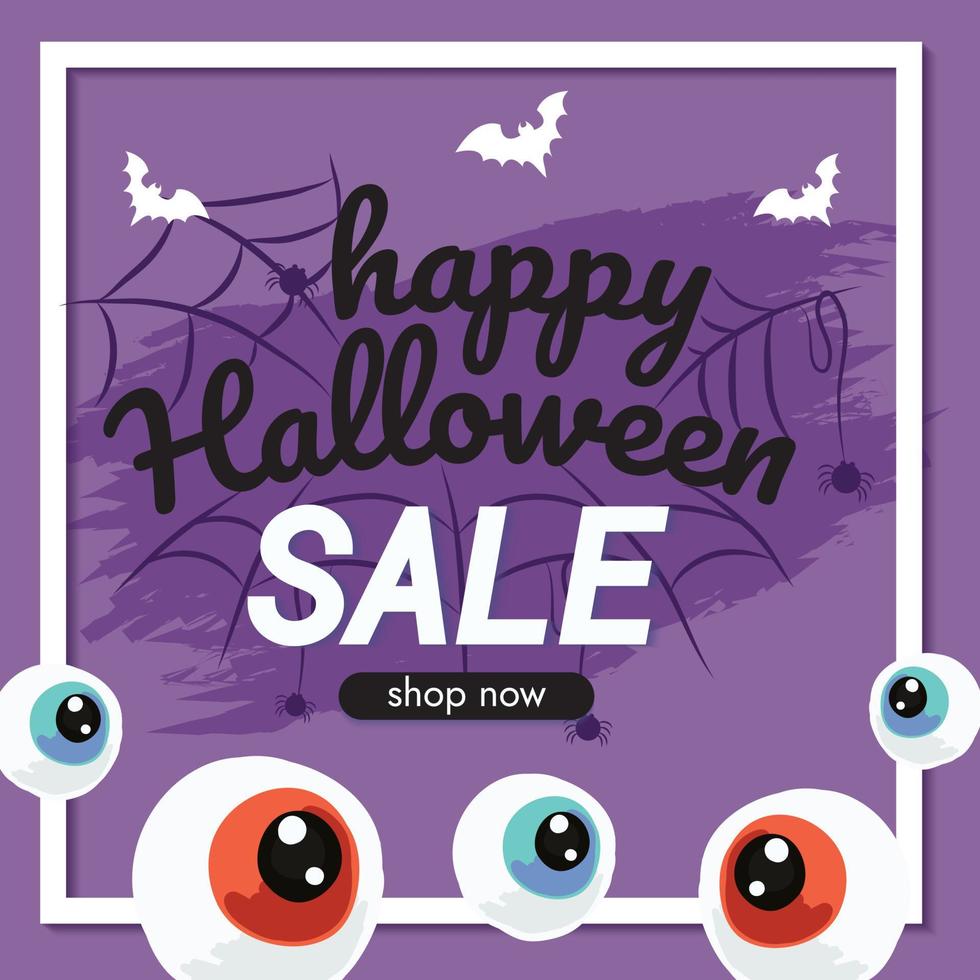 diseño lindo de banner de venta de halloween vector