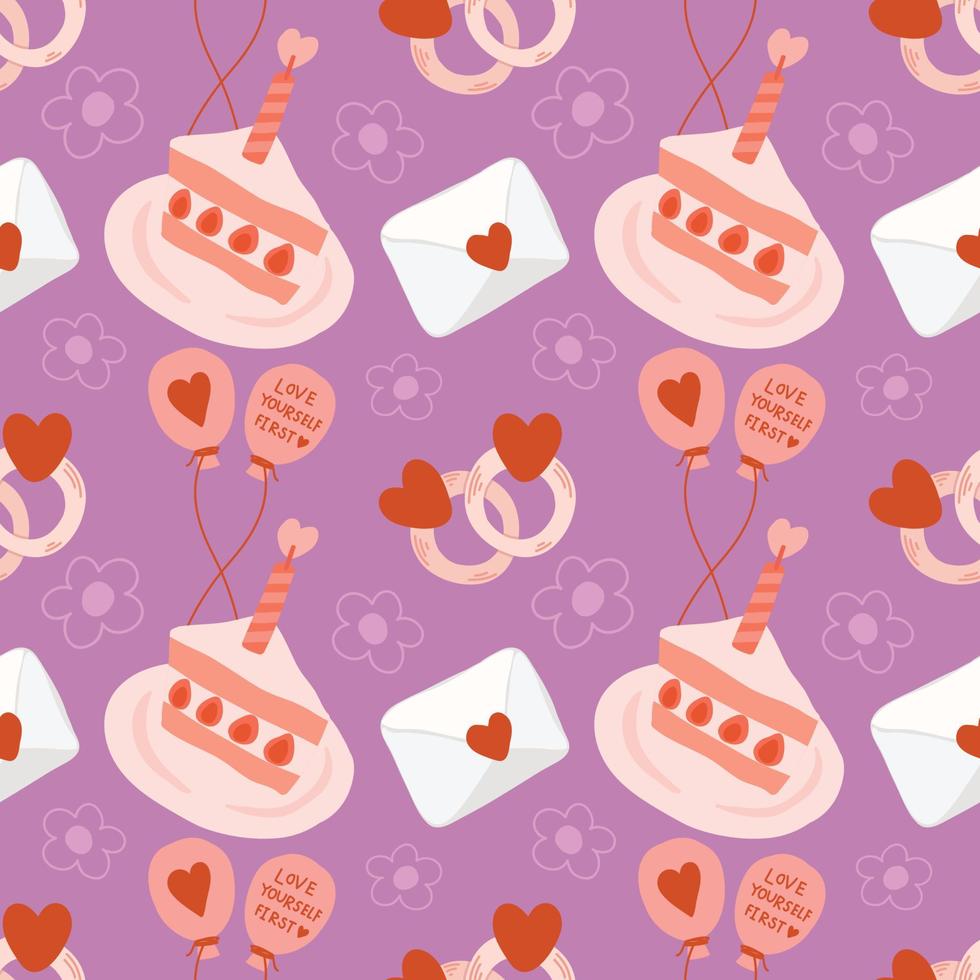 cute icons valentine art seamless design for wrapping paper vector