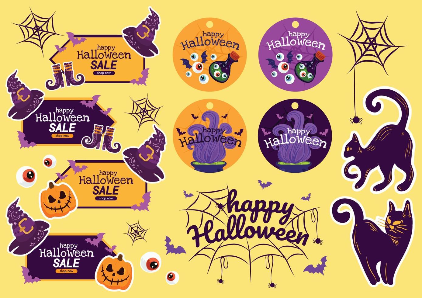 cute spooky halloween labels vector design