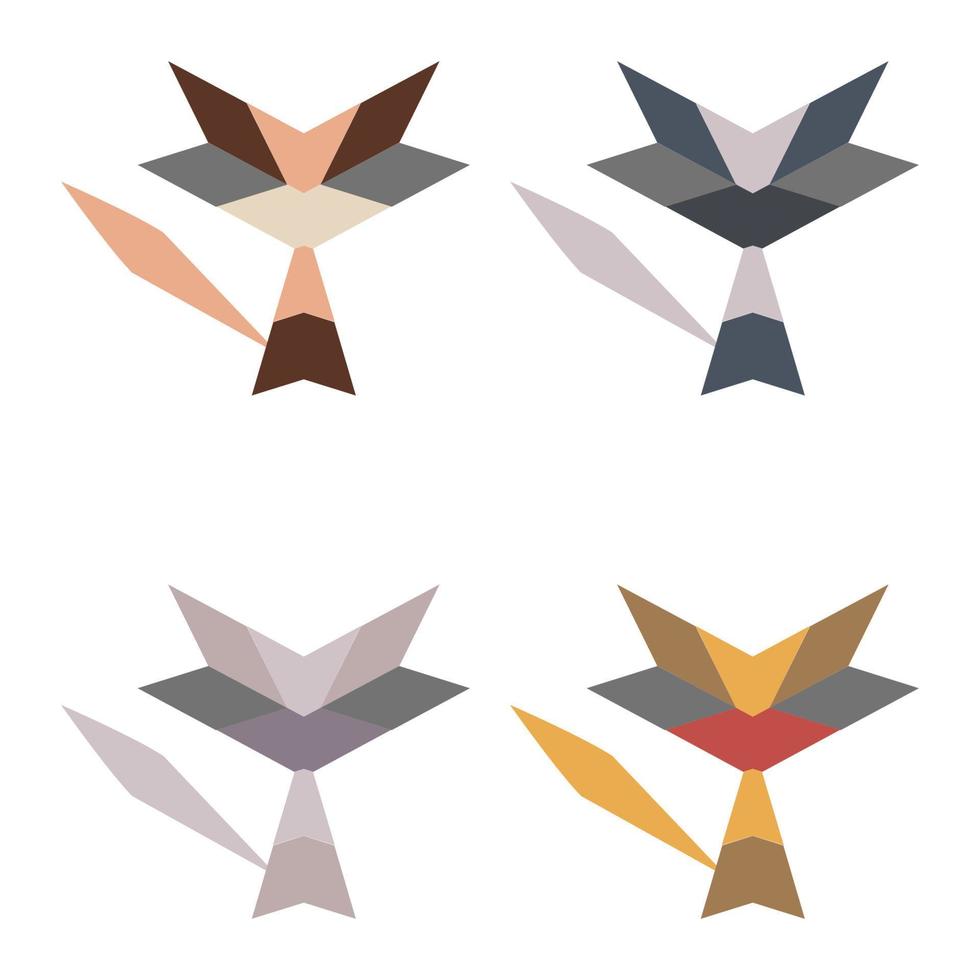Set of geometric drawings of a cat. Isolated. Logo. vector