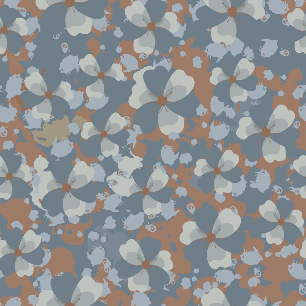 Seamless pattern with flowers and spots. Grunge vector