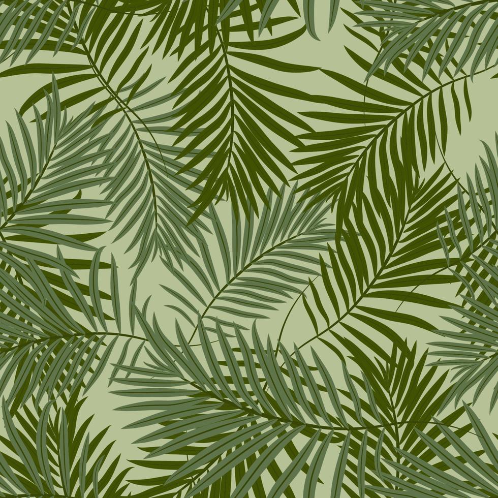 Tropical seamless pattern with exotic palm leaves. Hawaiian style. vector