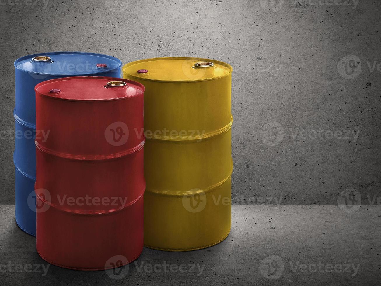 Oil tank on cement wall background photo