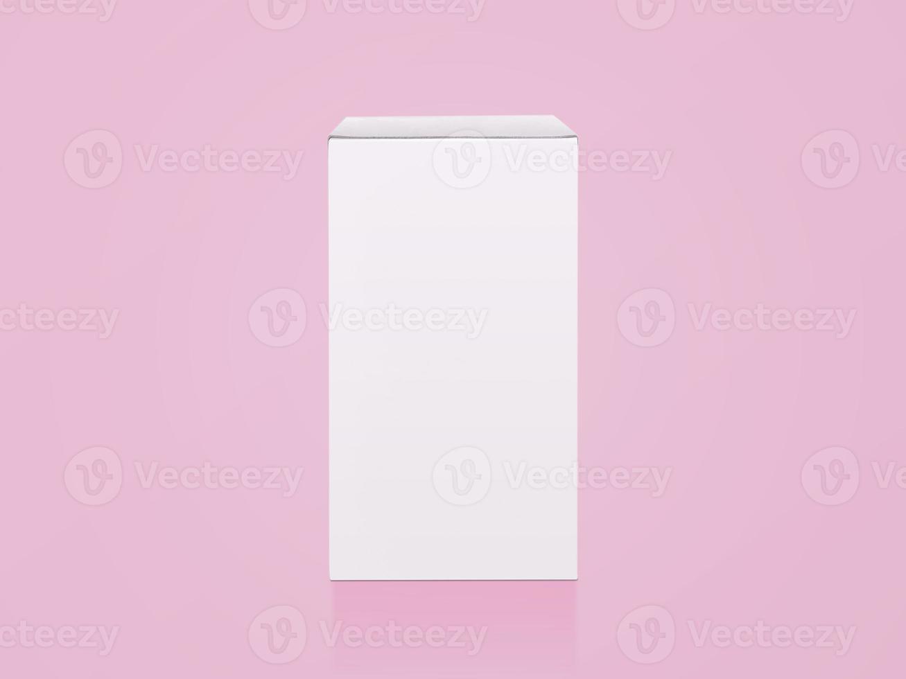 blank packaging white cardboard box isolated on pink background ready for packaging design photo