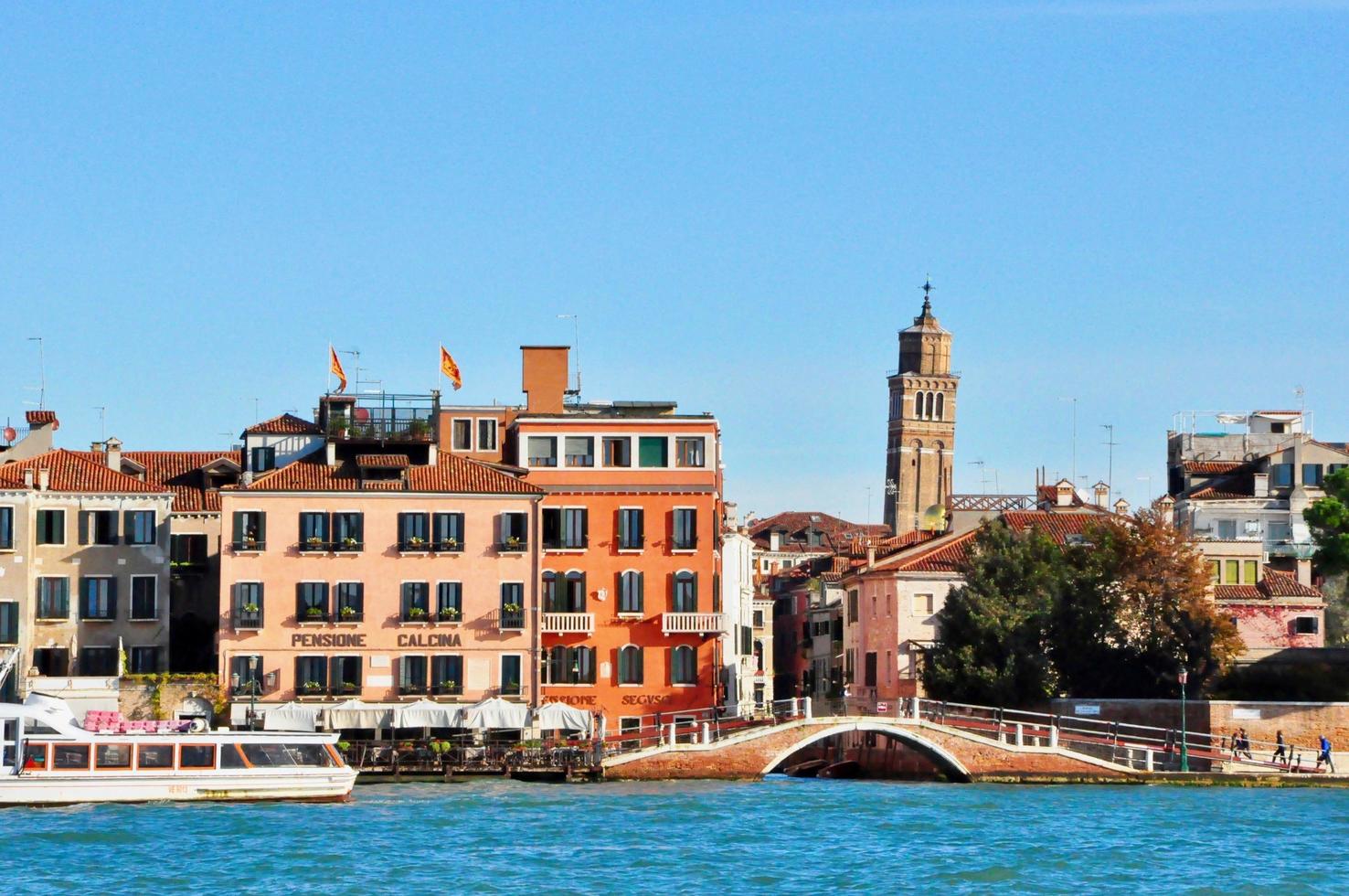 Venice city panorama from bigwater view. Italy photo