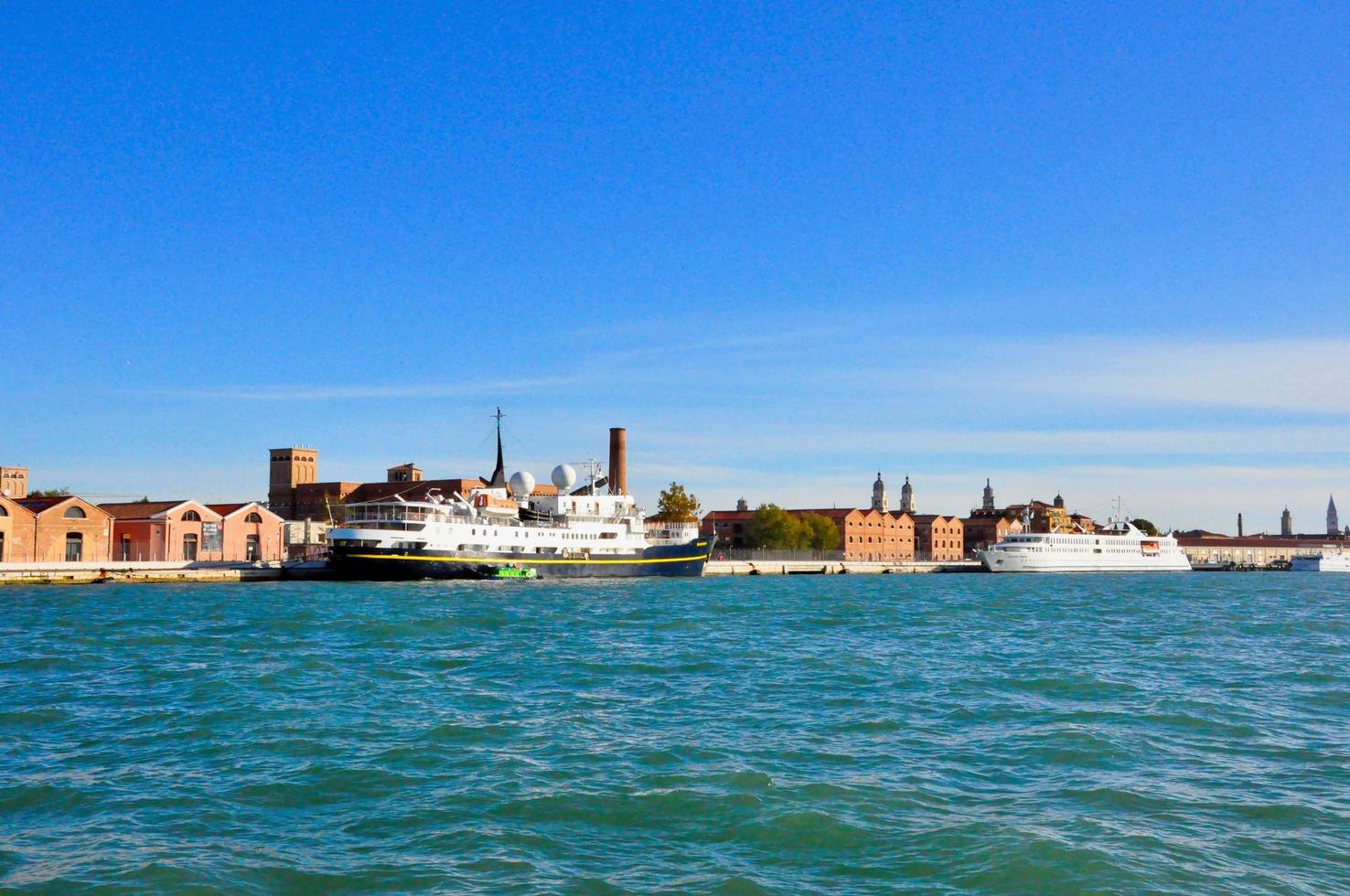 Venice city panorama from bigwater view. Italy photo