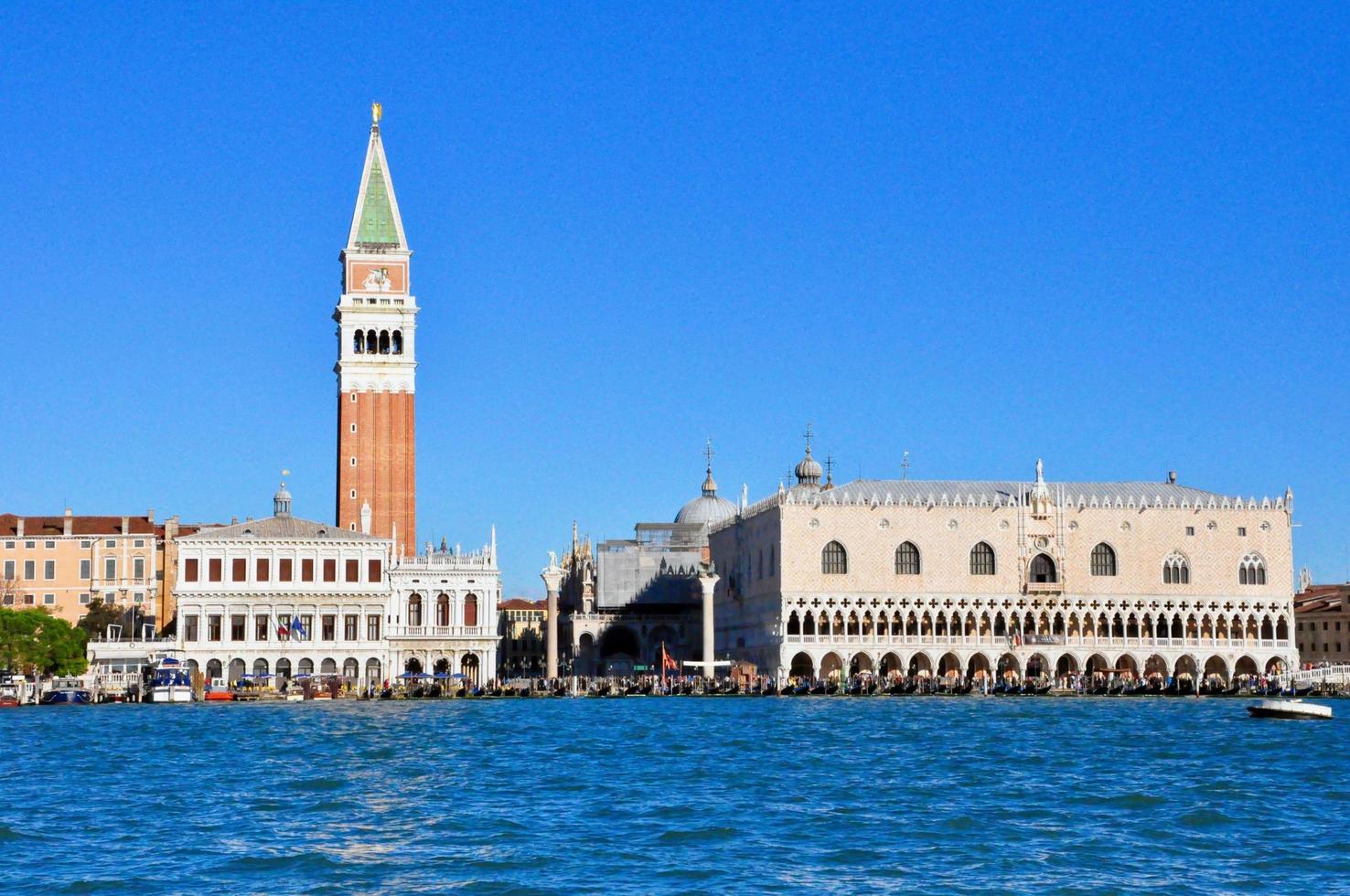 Waterfront view at Doge's Palace in Venice city, bigwater view. Doge's Palace waterfront view. photo