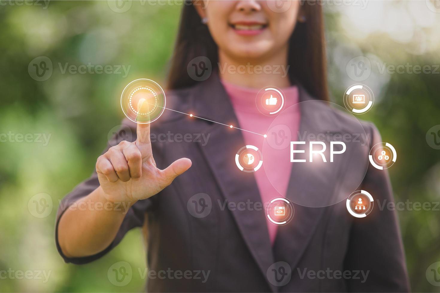 Enterprise Resource Planning ERP Corporate Company Management Business Internet Technology Concept. photo