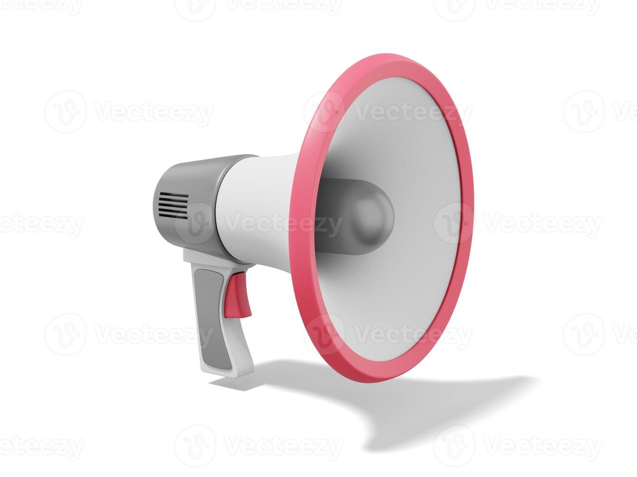 Realistic megaphone on white background. Sound amplification device. 3d rendering. photo
