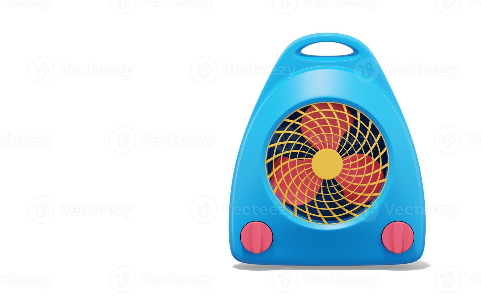 3d rendering. Multicolored fan heater on white background with space for text. Front view. photo