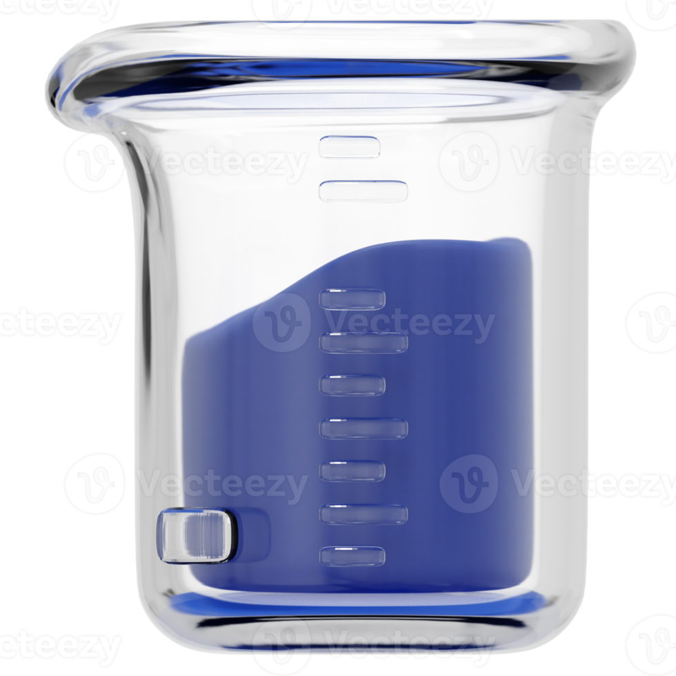 beaker 3d render icon illustration png
