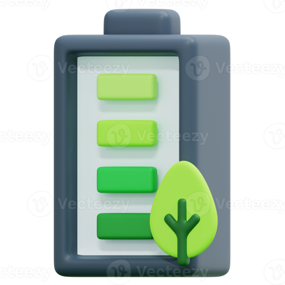 eco battery 3d render icon illustration png