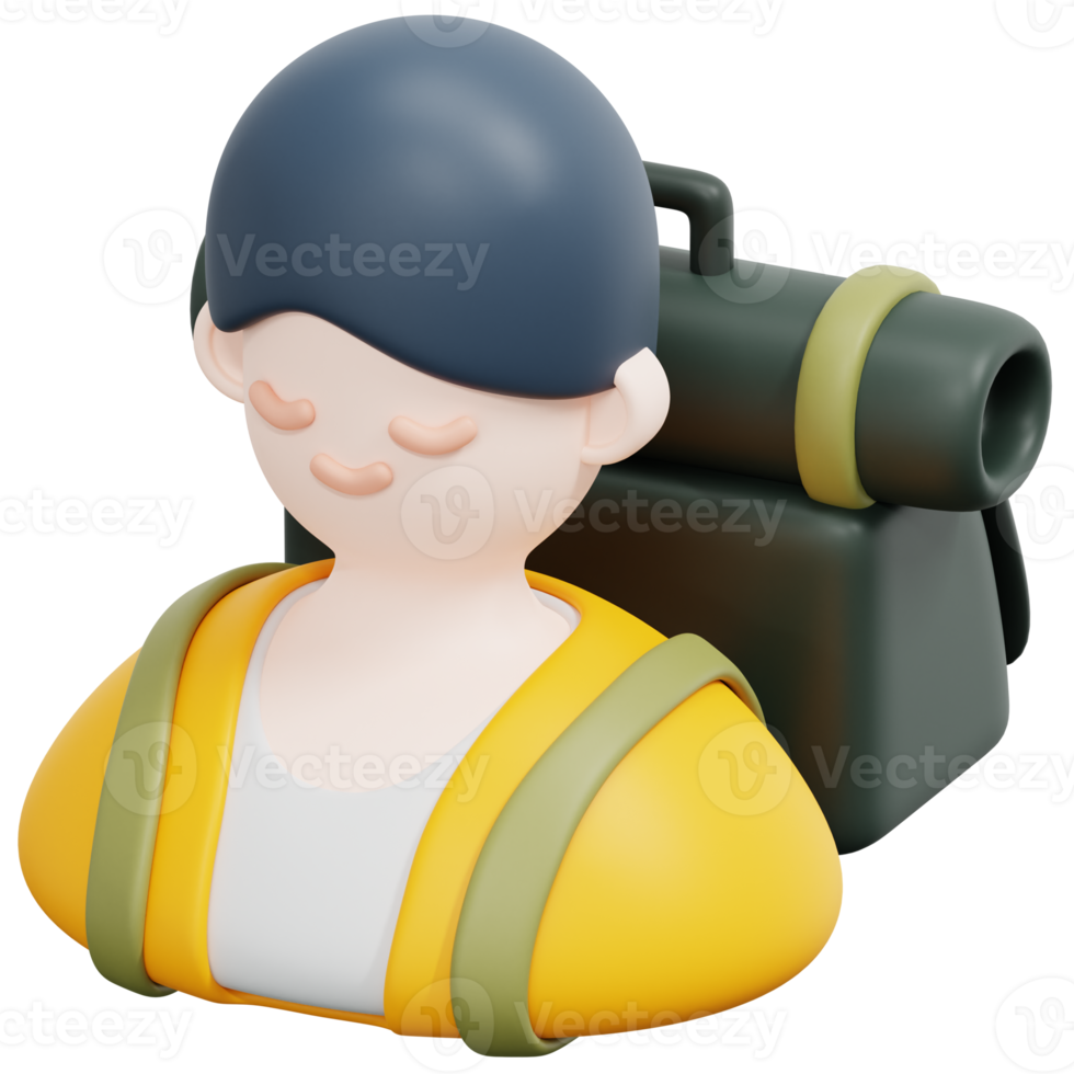 Abenteurer 3D-Render-Icon-Illustration png